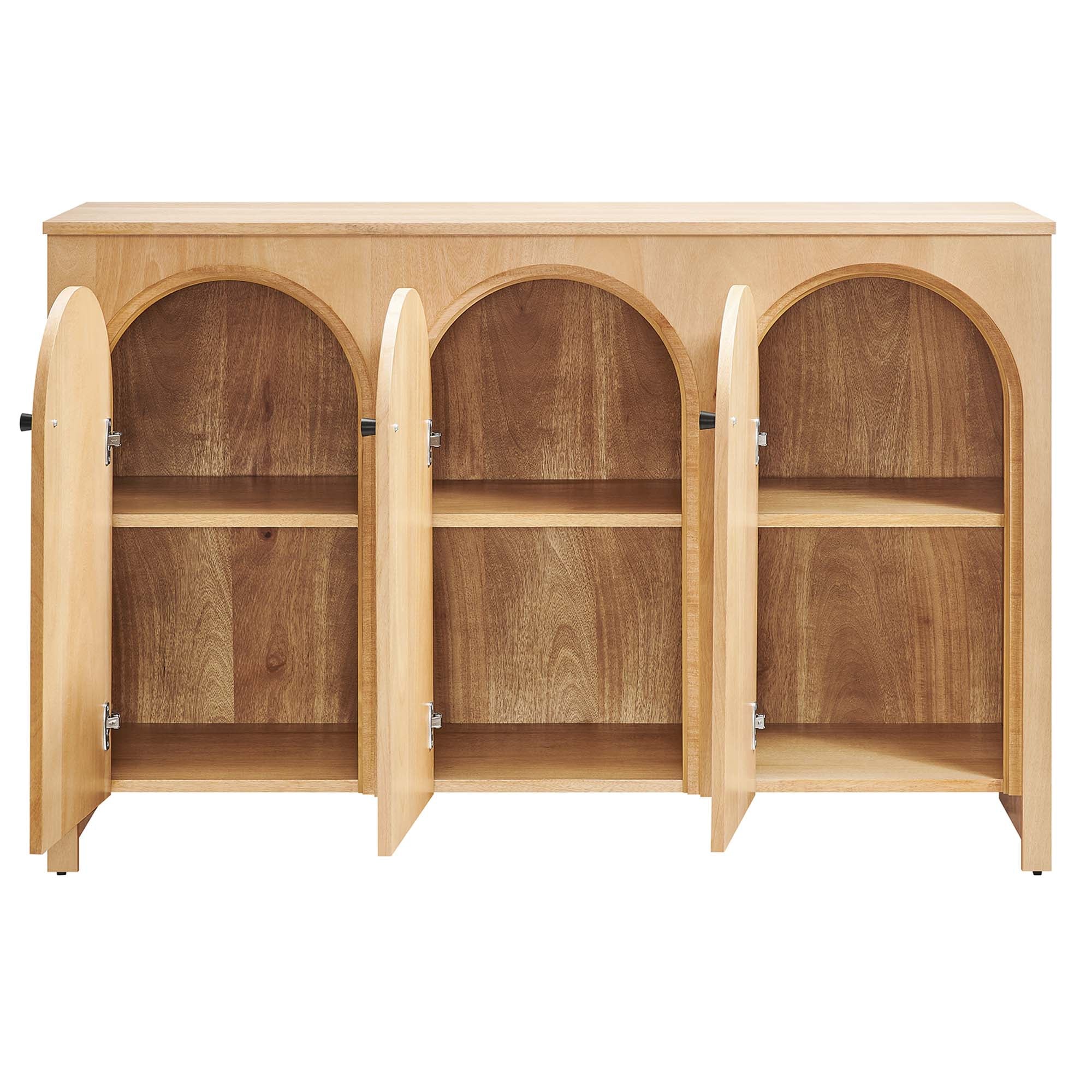Appia 3-Door Arched Door Sideboard Storage Cabinet, Oak