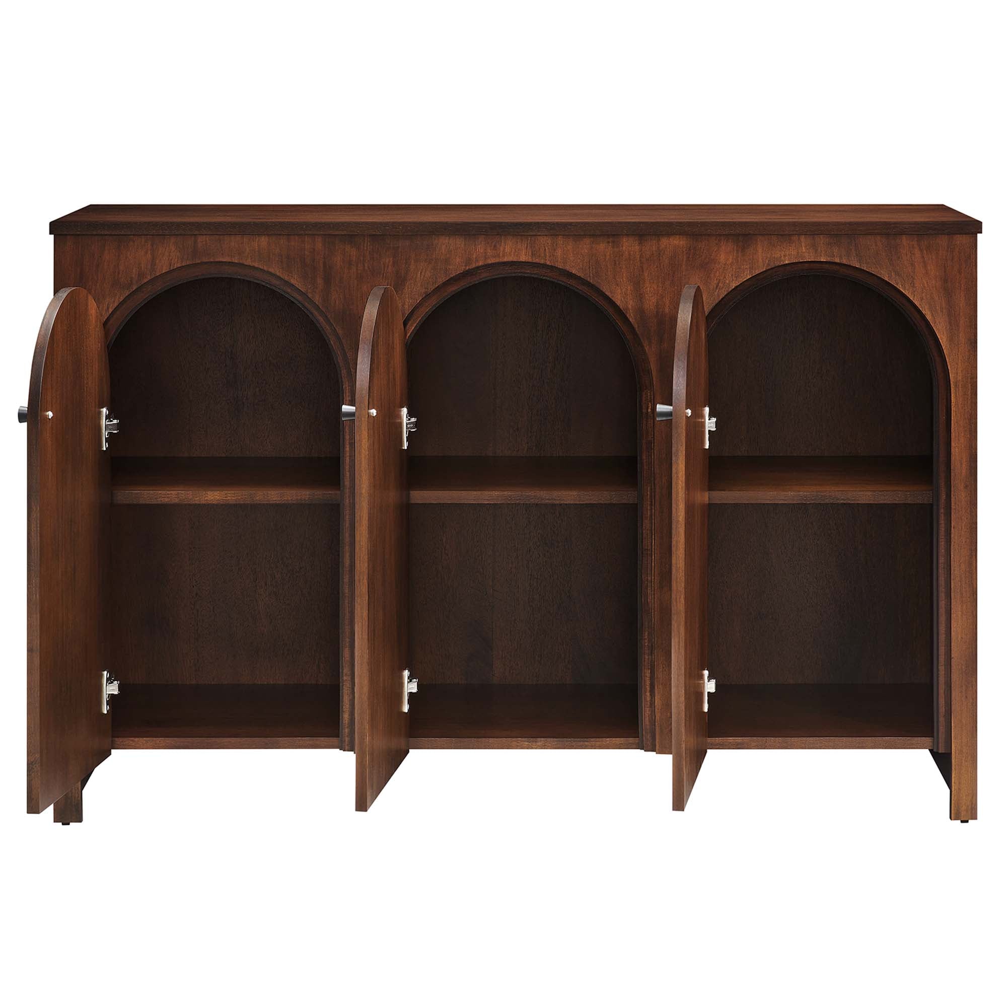 Appia 3-Door Arched Door Sideboard Storage Cabinet, Walnut