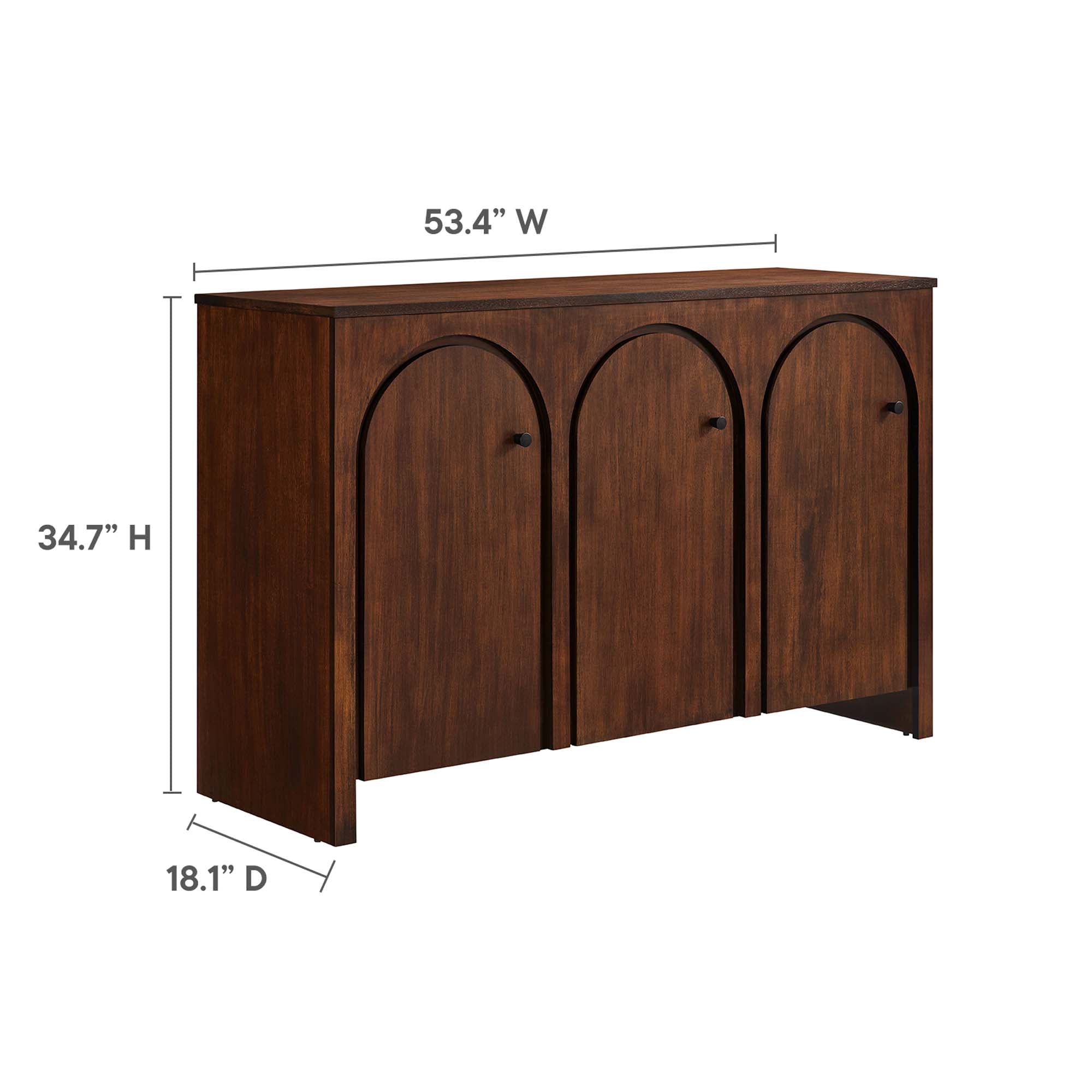 Appia 3-Door Arched Door Sideboard Storage Cabinet, Walnut