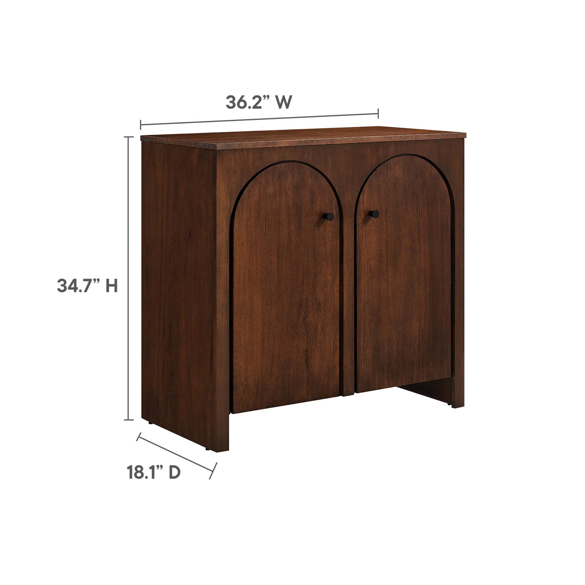 Appia 2-Door Arched Door Storage Cabinet, Walnut
