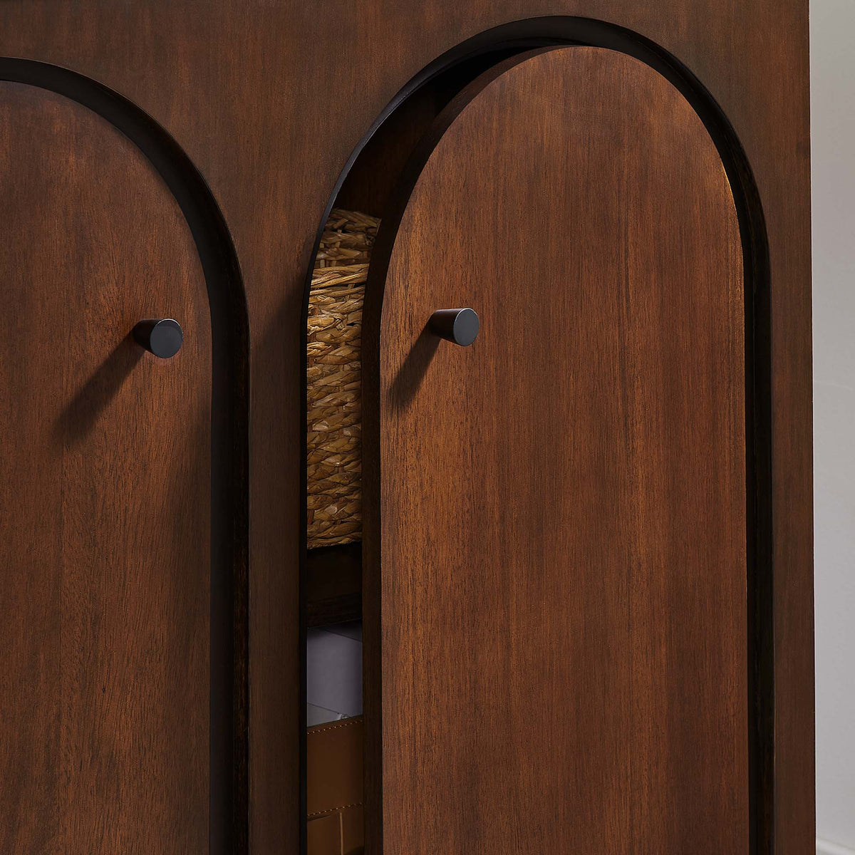 Appia 2-Door Arched Door Storage Cabinet, Walnut