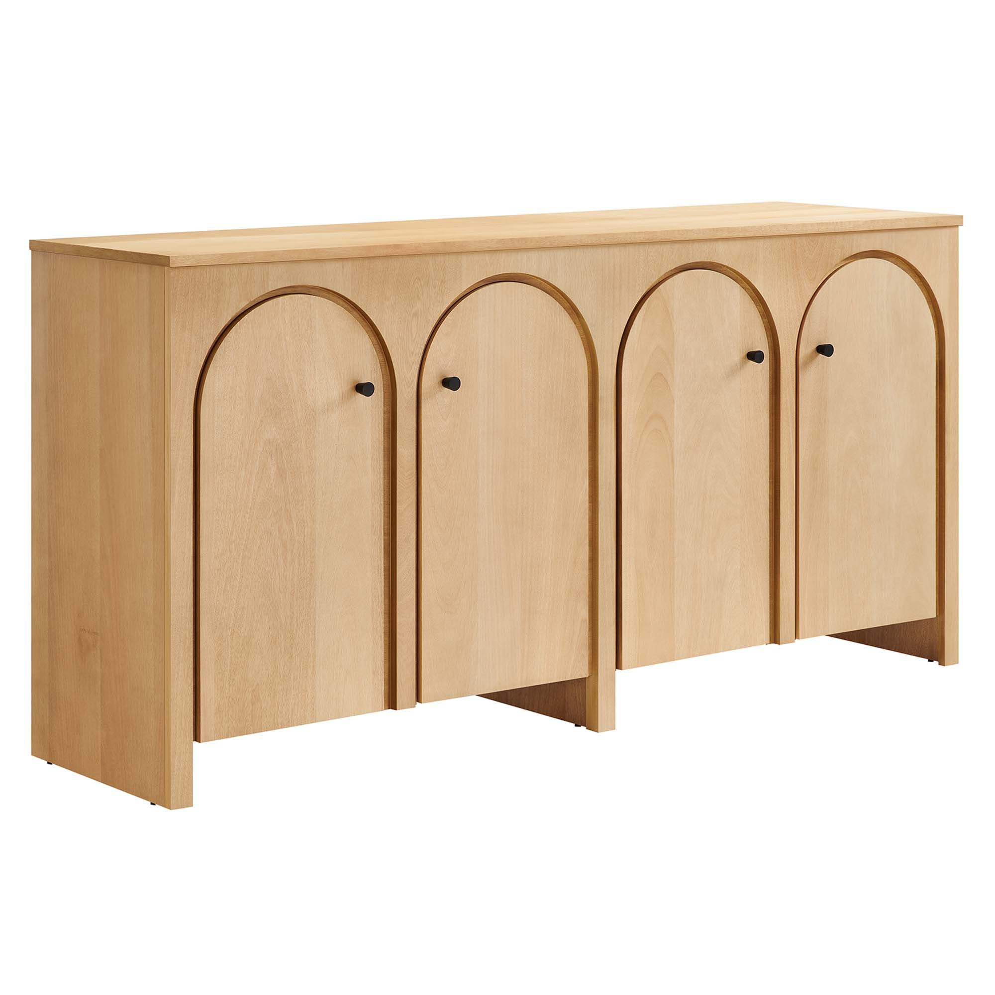 Appia Wood Grain 4-Door Sideboard Storage Cabinet, Oak