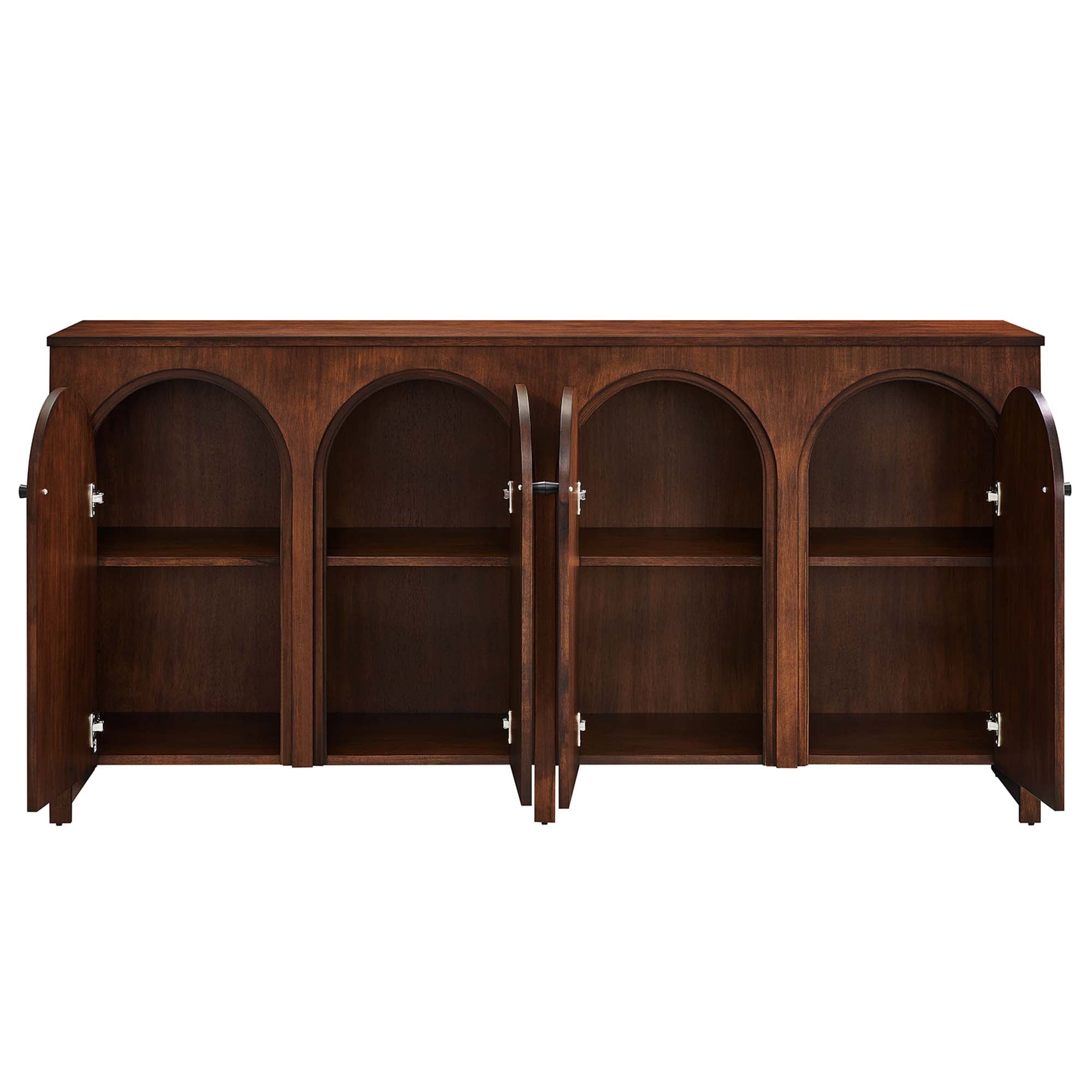 Appia Wood Grain 4-Door Sideboard Storage Cabinet, Walnut