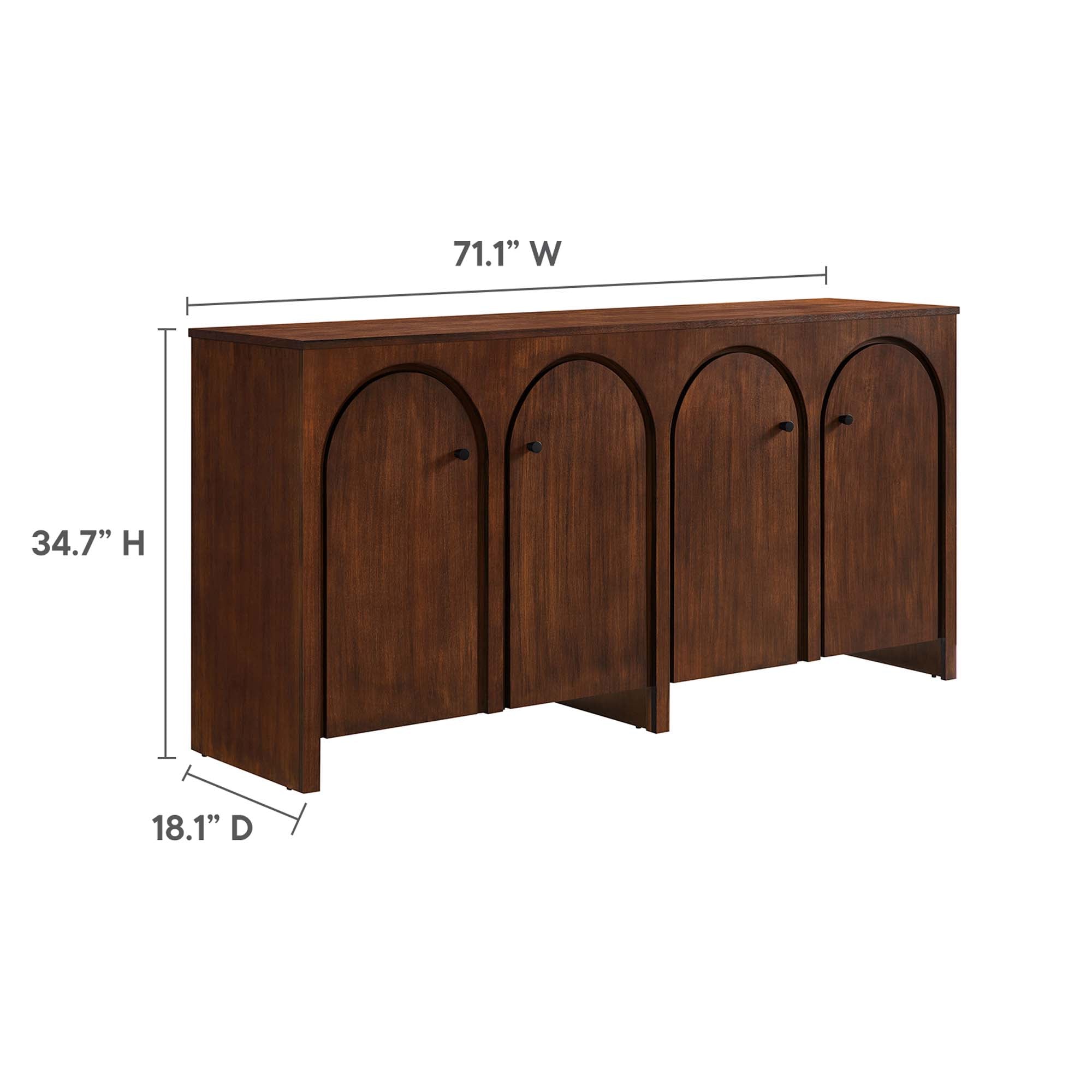 Appia Wood Grain 4-Door Sideboard Storage Cabinet, Walnut