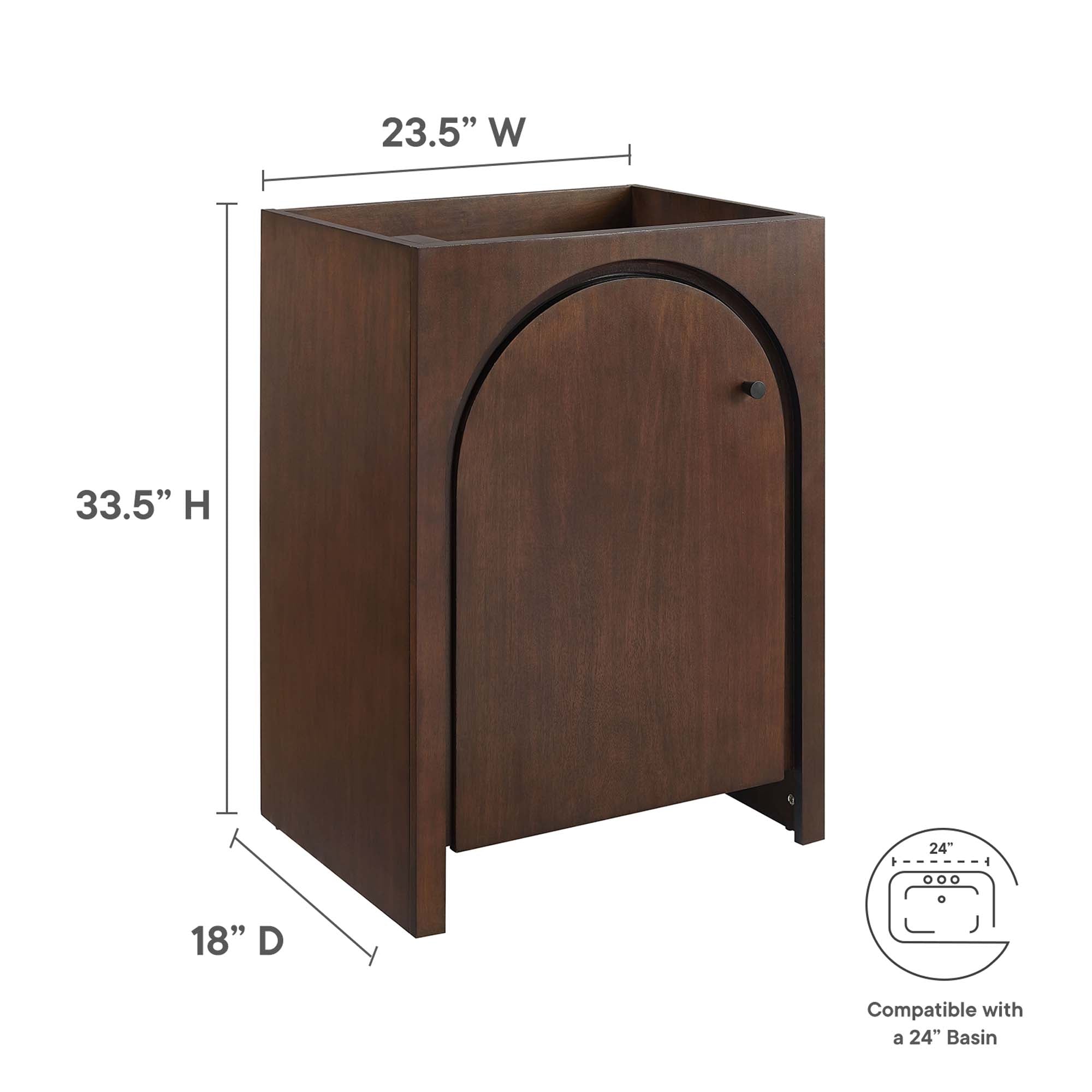 Appia 24" Bathroom Vanity Cabinet (Sink Basin Not Included), Walnut