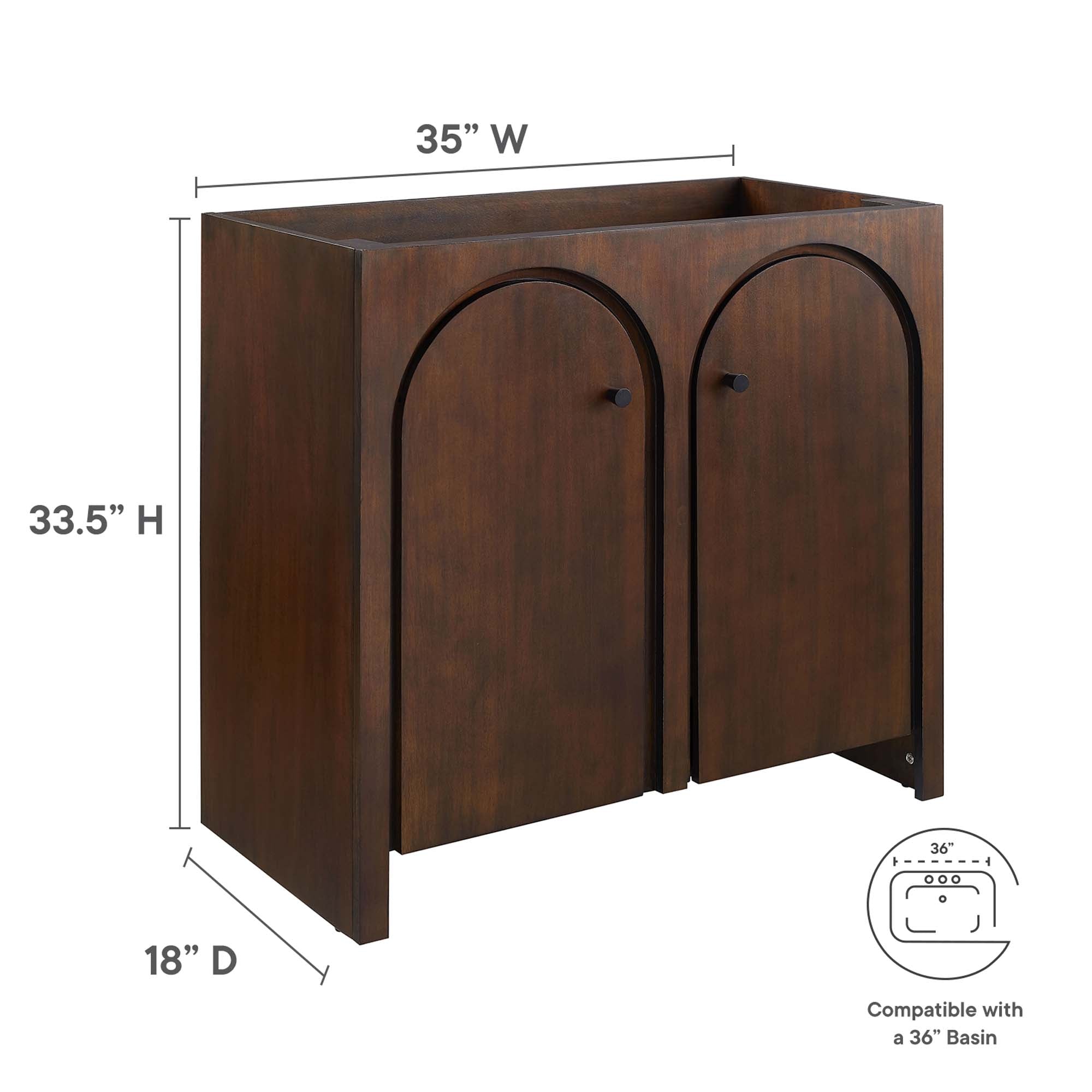 Appia 36" Bathroom Vanity Cabinet (Sink Basin Not Included), Walnut