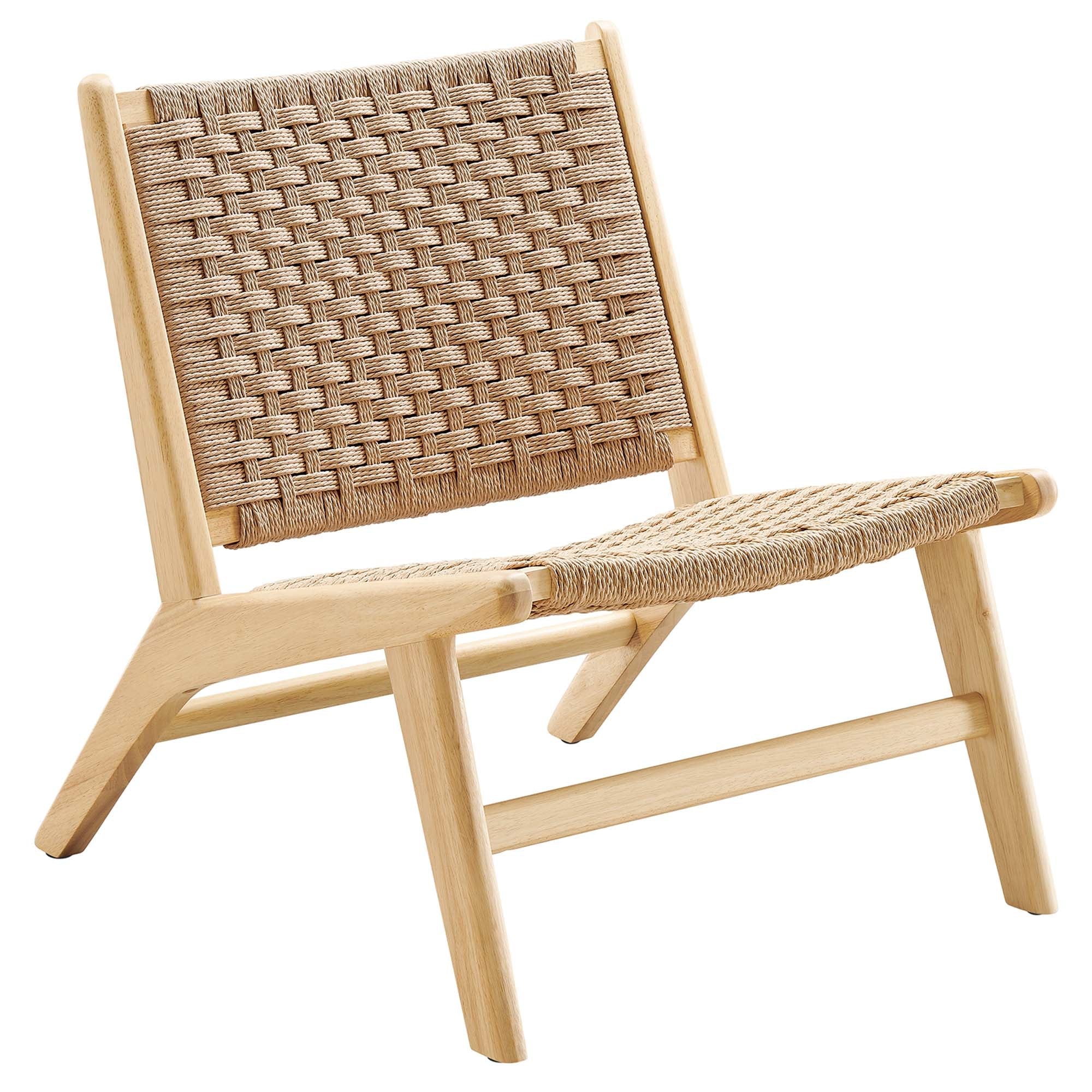 Saoirse Woven Rope Wood Accent Lounge Chair, Natural Natural
