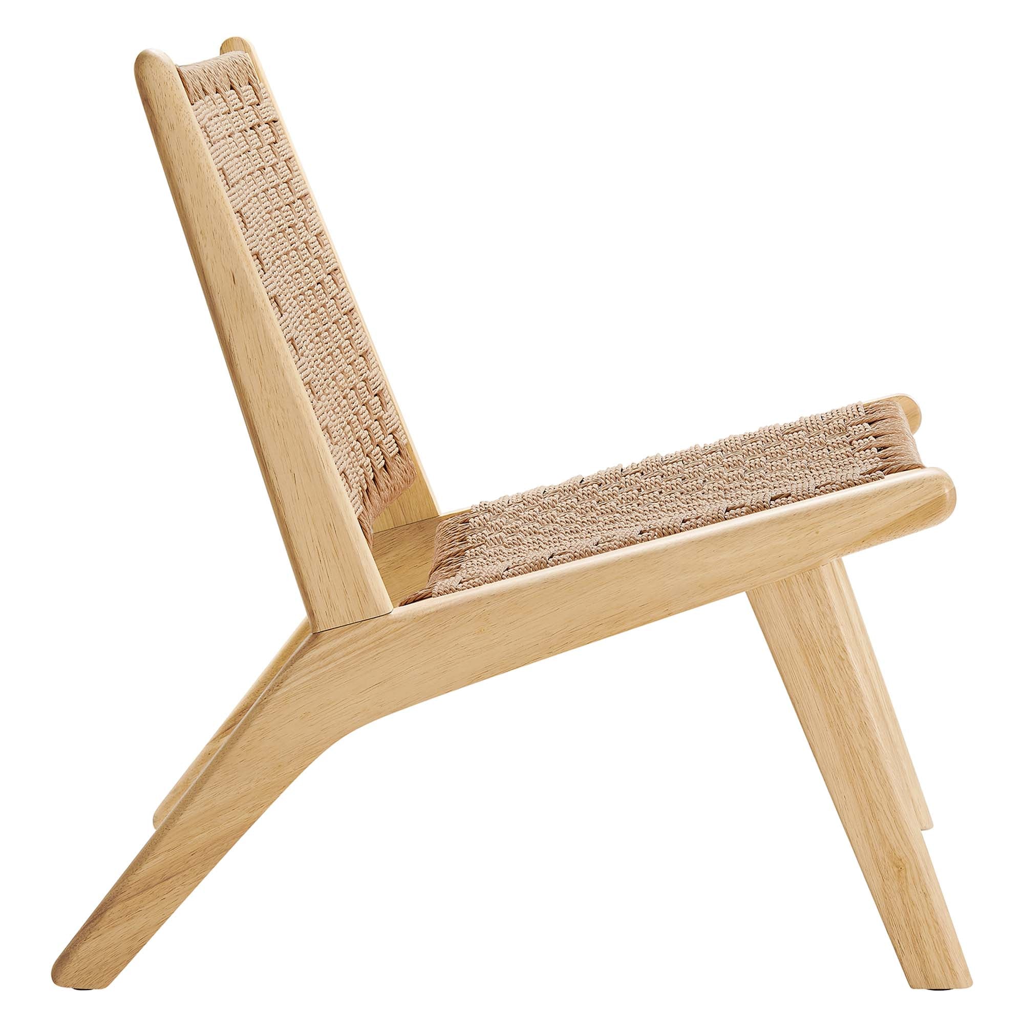 Saoirse Woven Rope Wood Accent Lounge Chair, Natural Natural