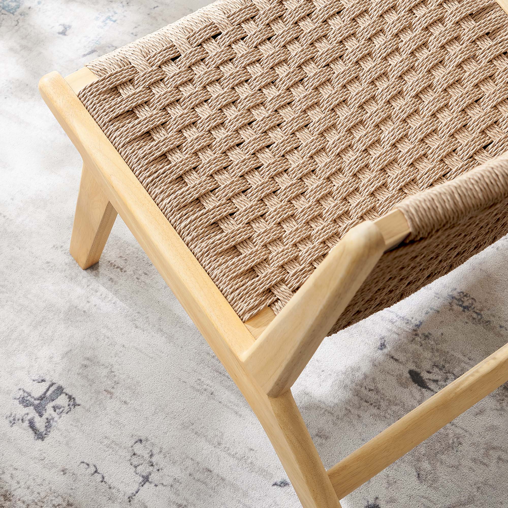 Saoirse Woven Rope Wood Accent Lounge Chair, Natural Natural