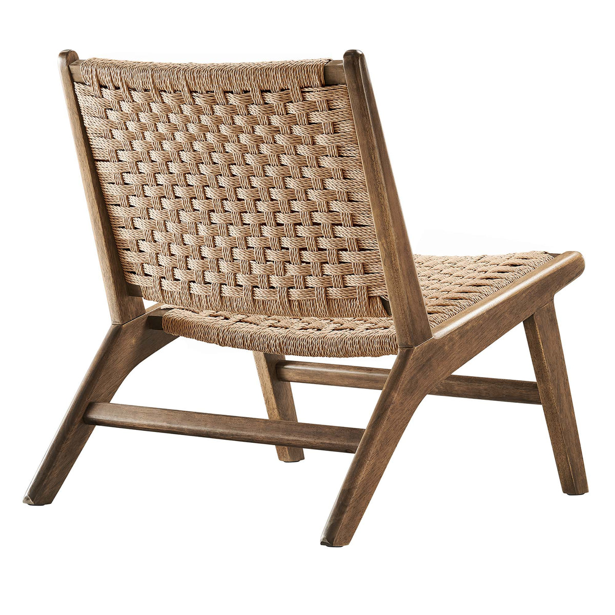 Saoirse Woven Rope Wood Accent Lounge Chair, Walnut Natural