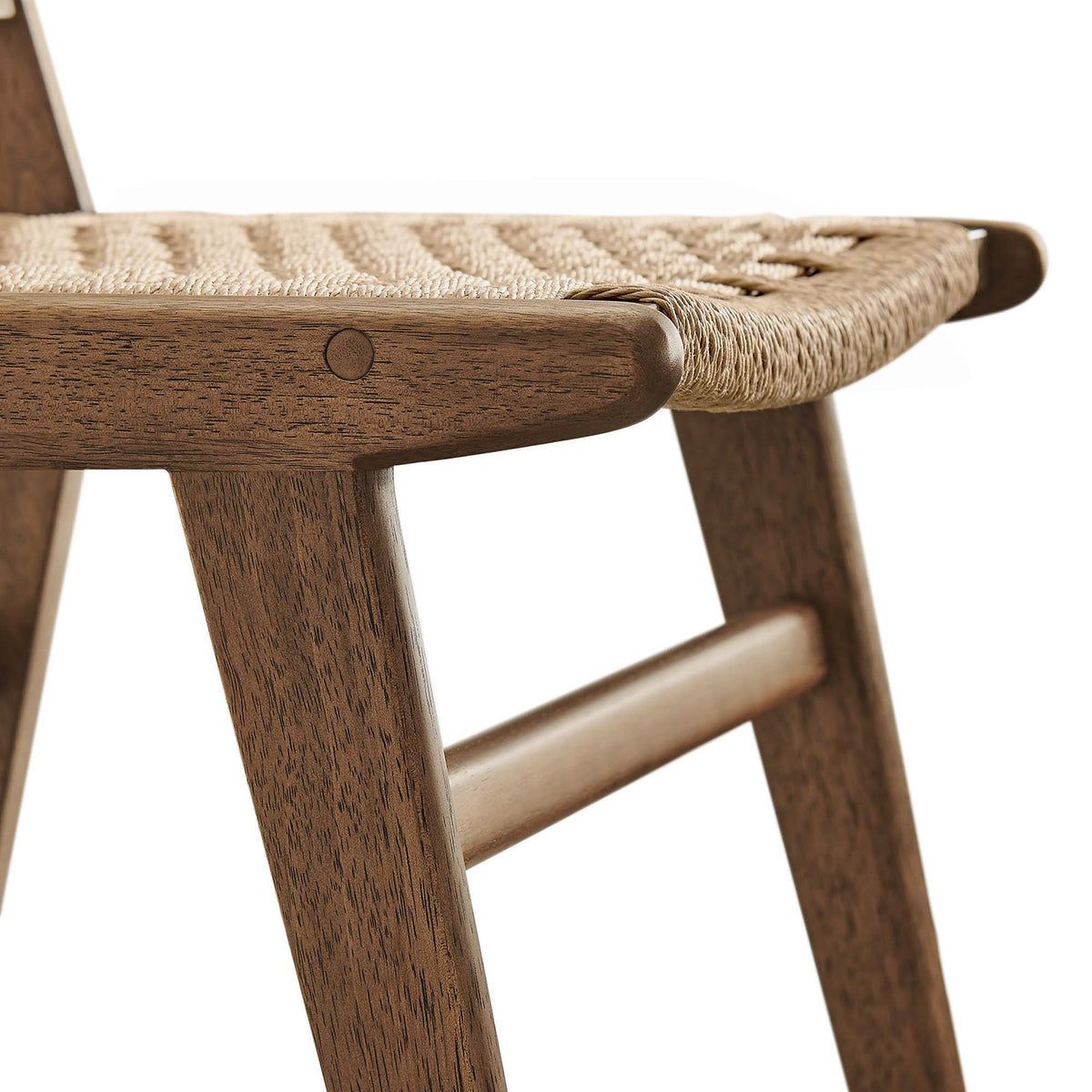 Saoirse Woven Rope Wood Dining Side Chair Set of 2, Walnut Natural