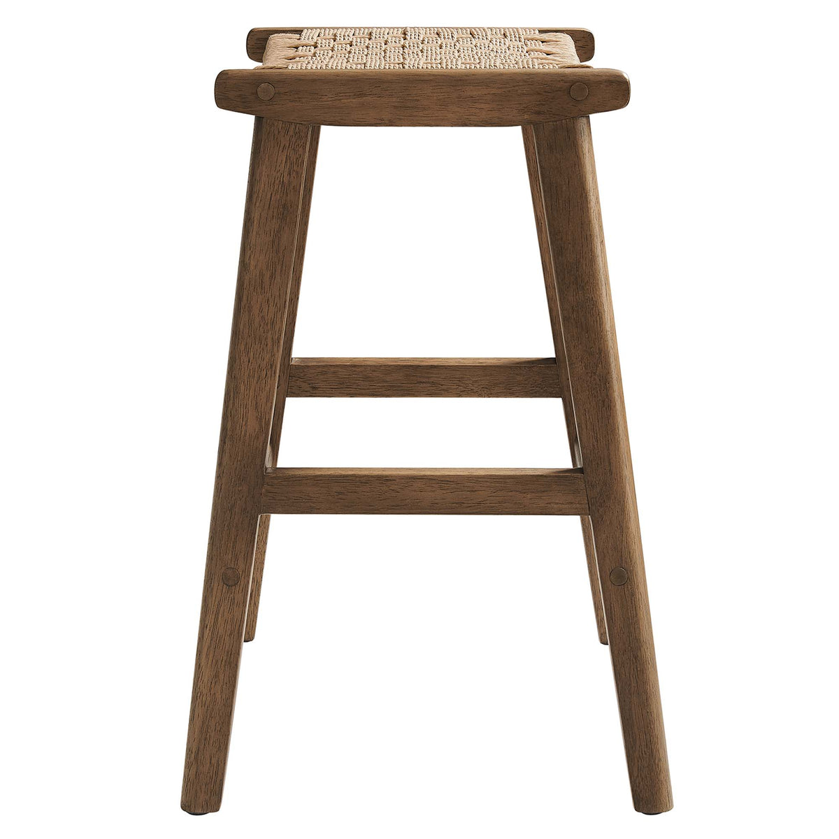 Saoirse Woven Rope Wood Counter Stool Set of 2, Walnut Natural