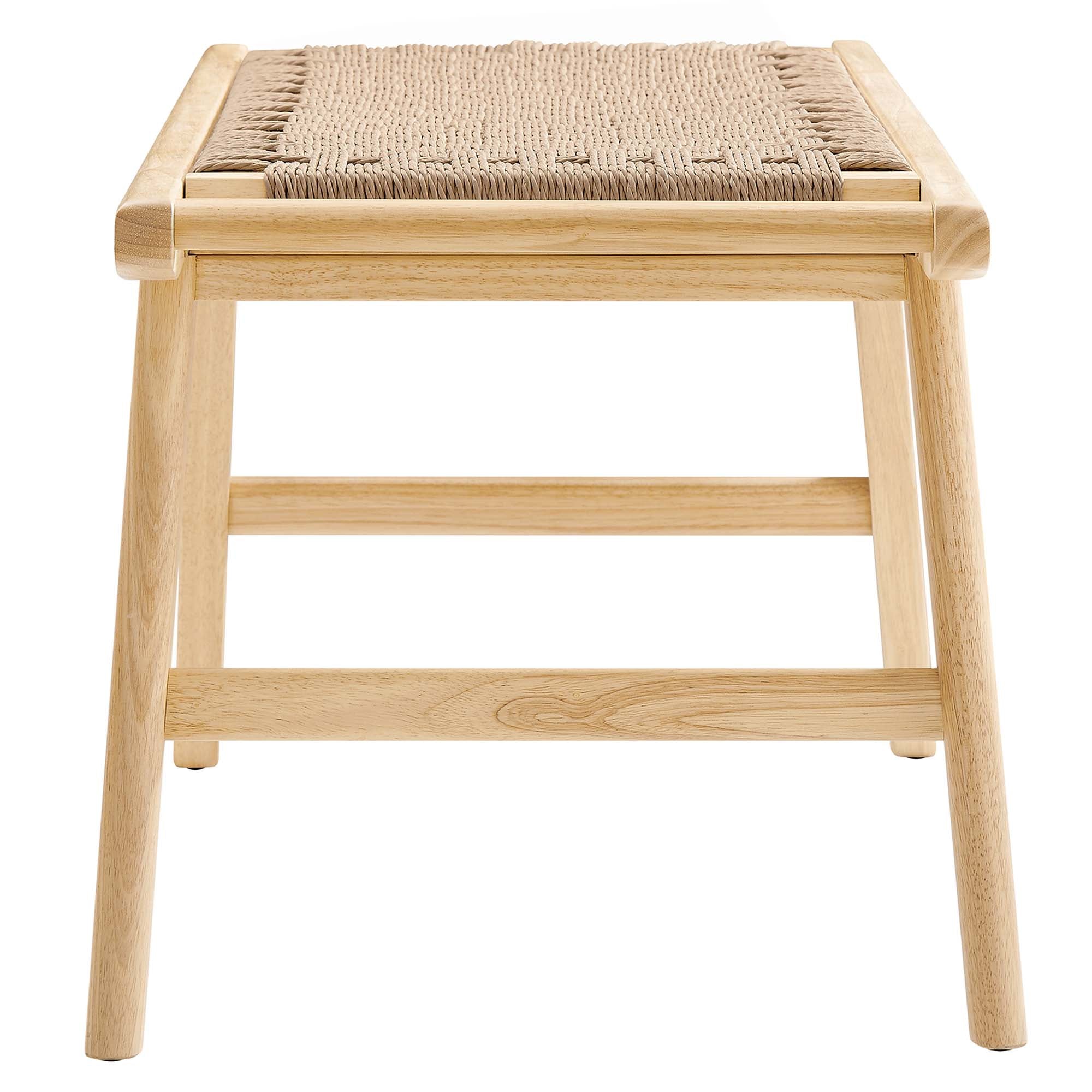 Saoirse 47" Wove Rope Wood Bench, Natural Natural