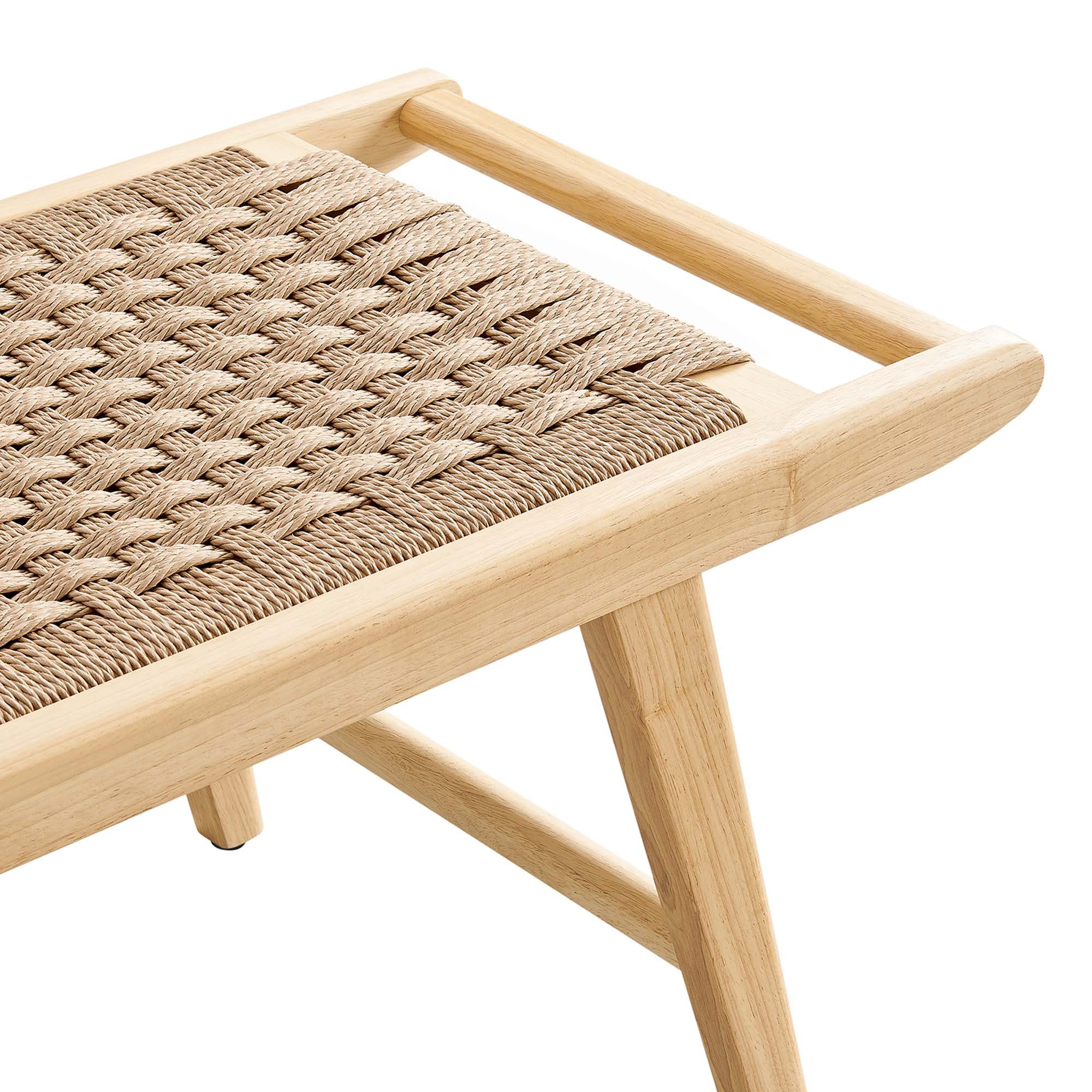 Saoirse 47" Wove Rope Wood Bench, Natural Natural