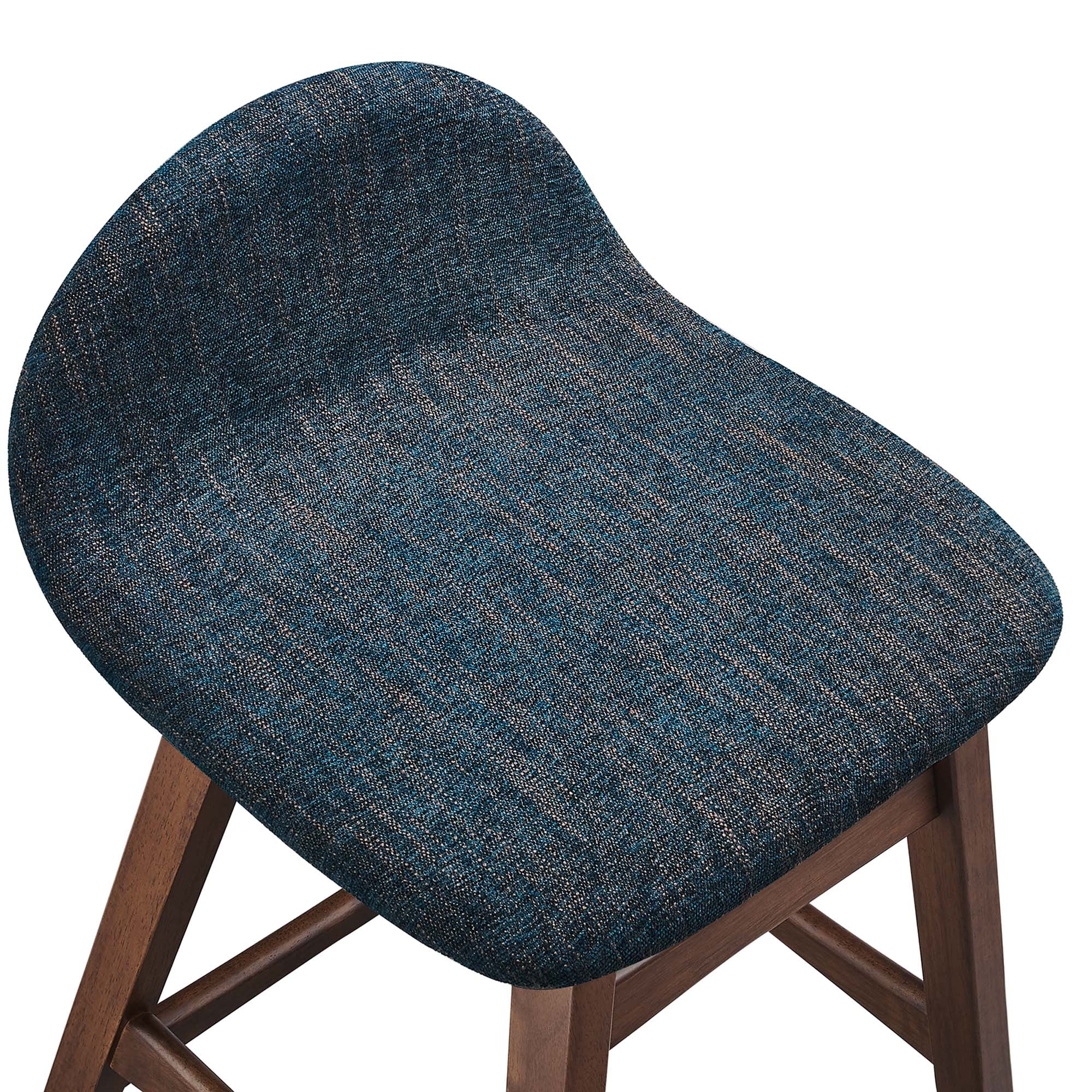 Juno Wood Counter Stool Set of 2, Navy Fabric