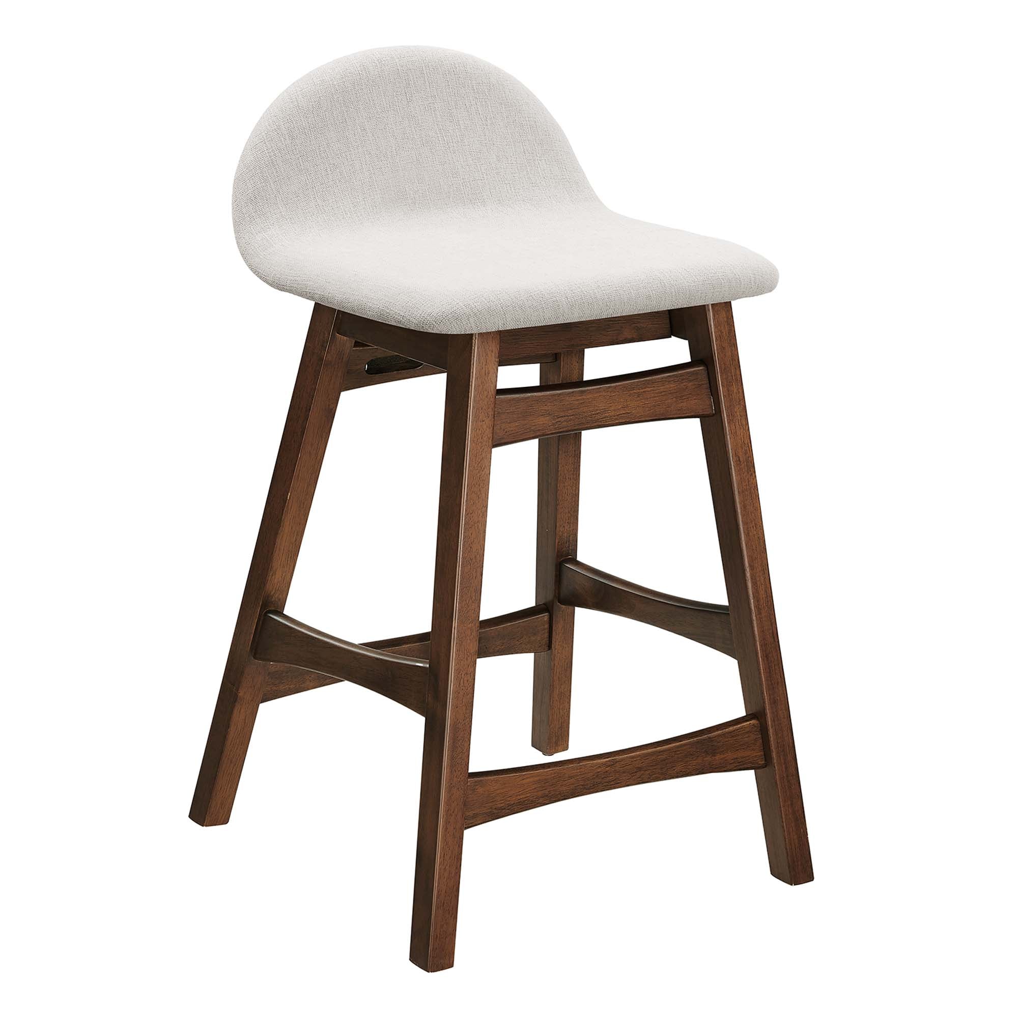 Juno Wood Counter Stool Set of 2, Ivory Fabric