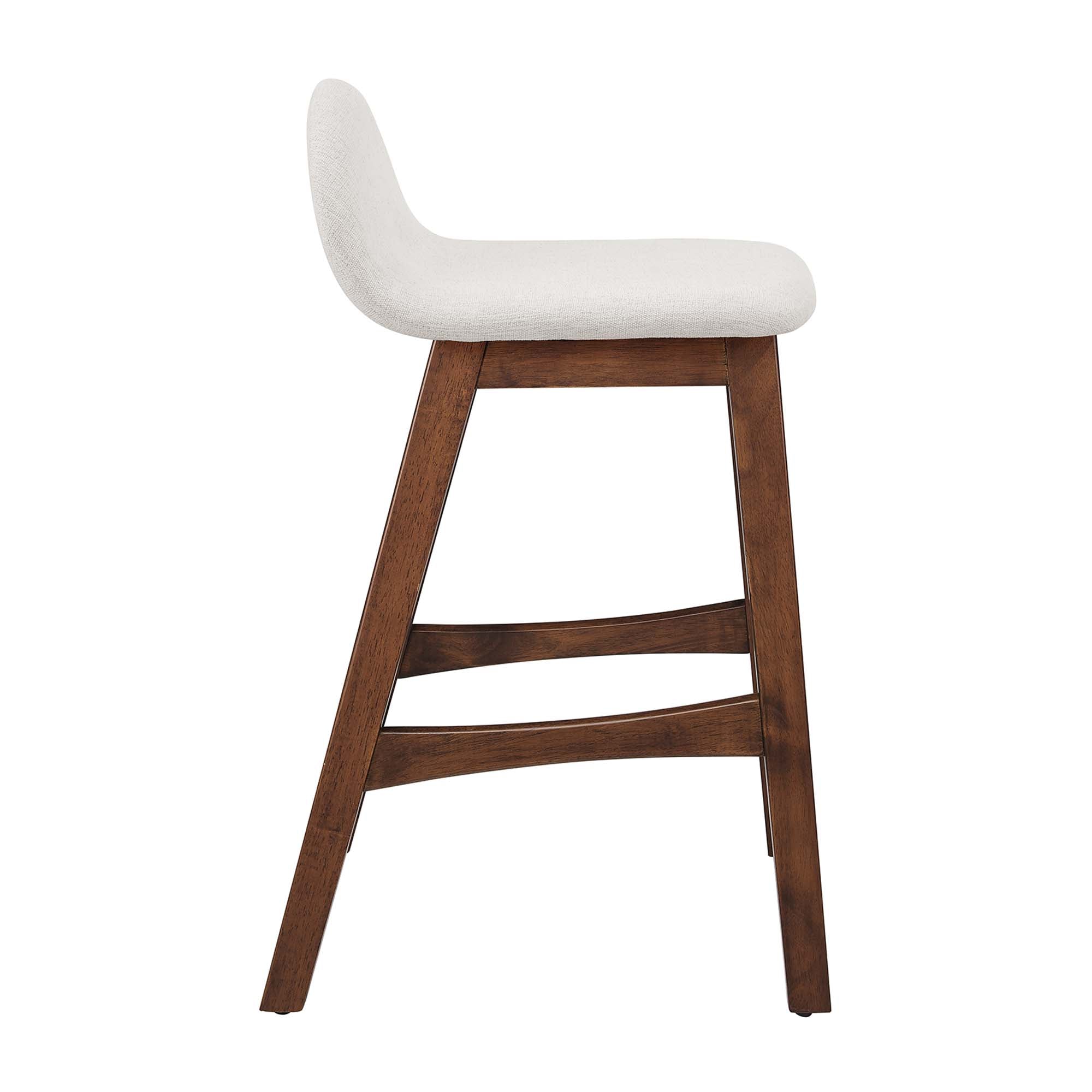 Juno Wood Counter Stool Set of 2, Ivory Fabric