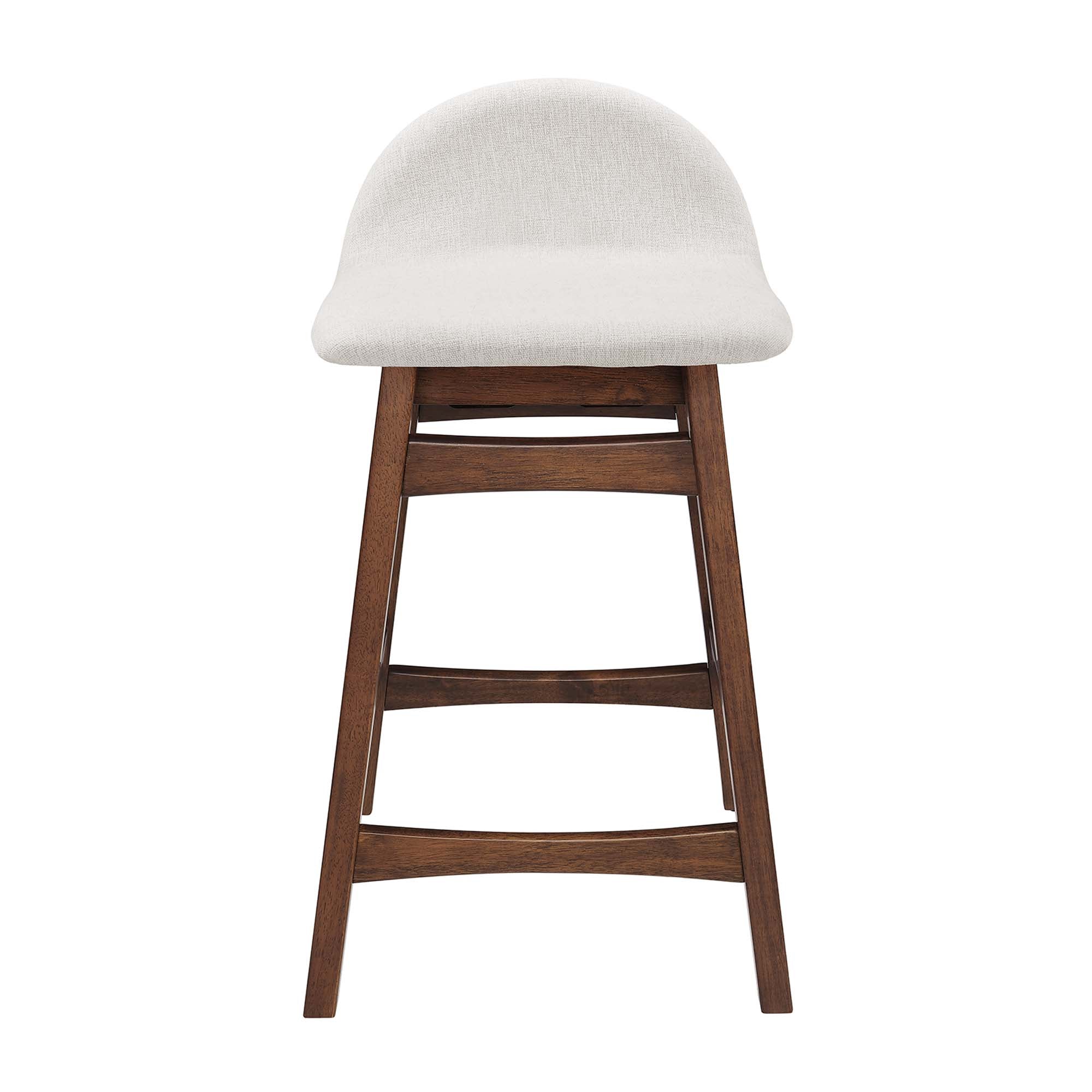 Juno Wood Counter Stool Set of 2, Ivory Fabric