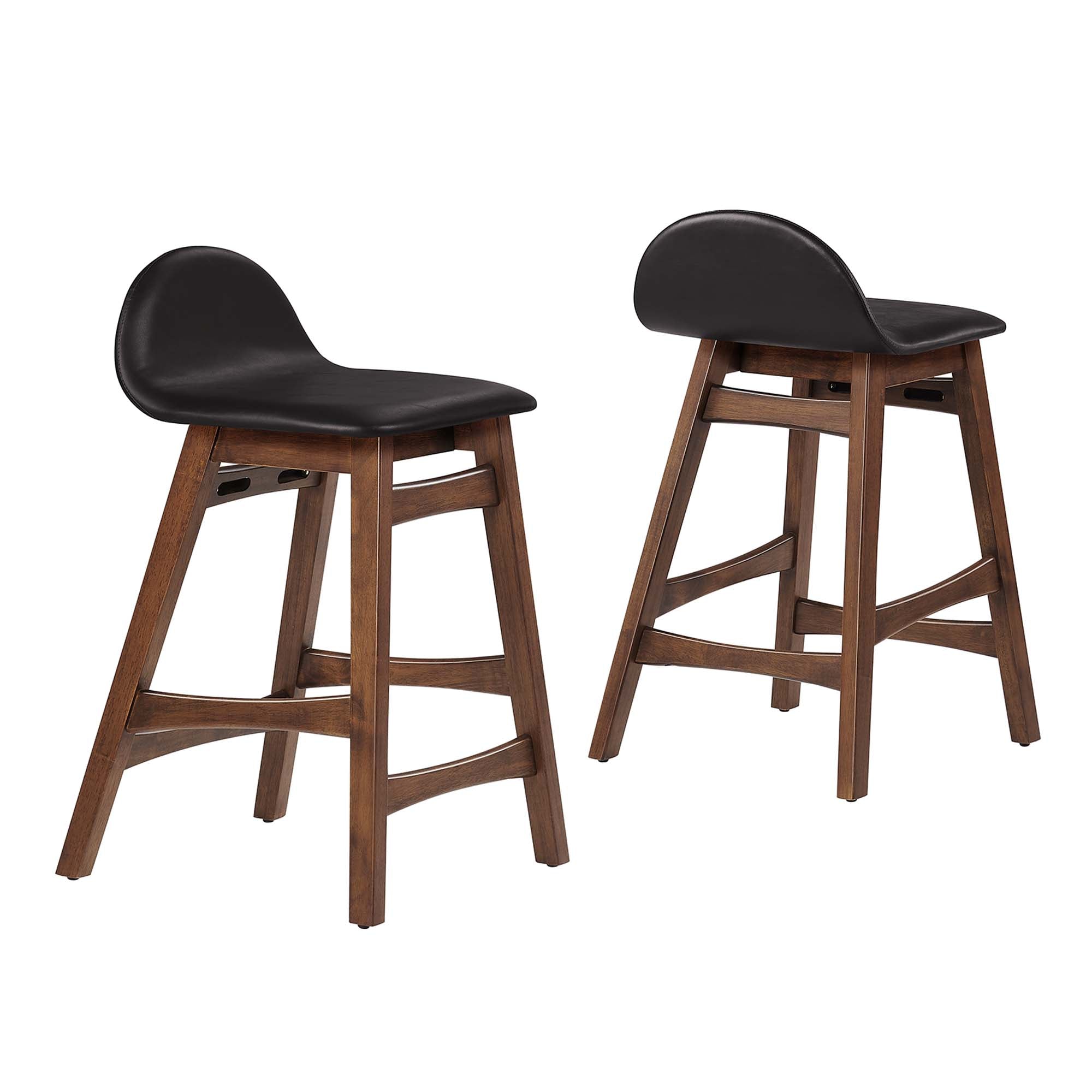 Juno Wood Counter Stool Set of 2, Brown