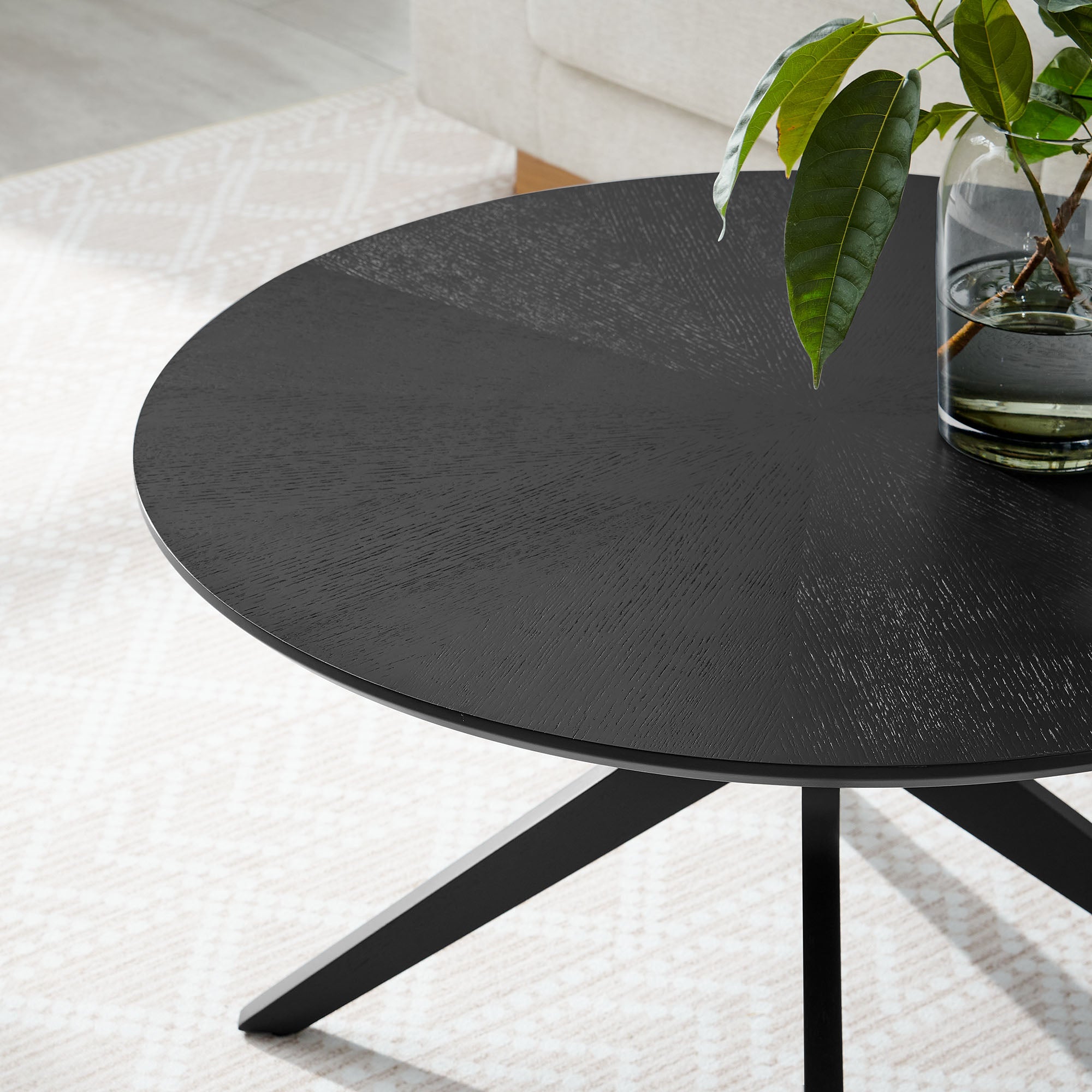 Crossroads Round Wood Coffee Table, Black