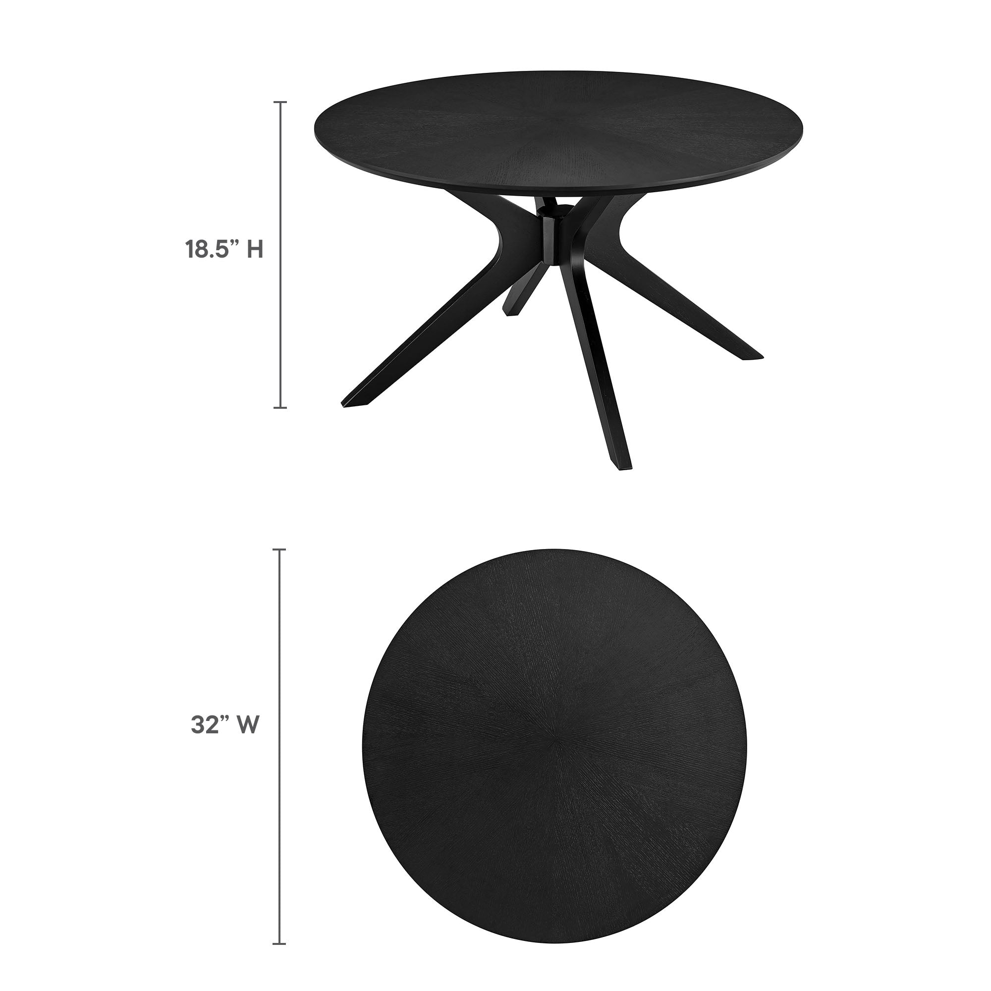 Crossroads Round Wood Coffee Table, Black