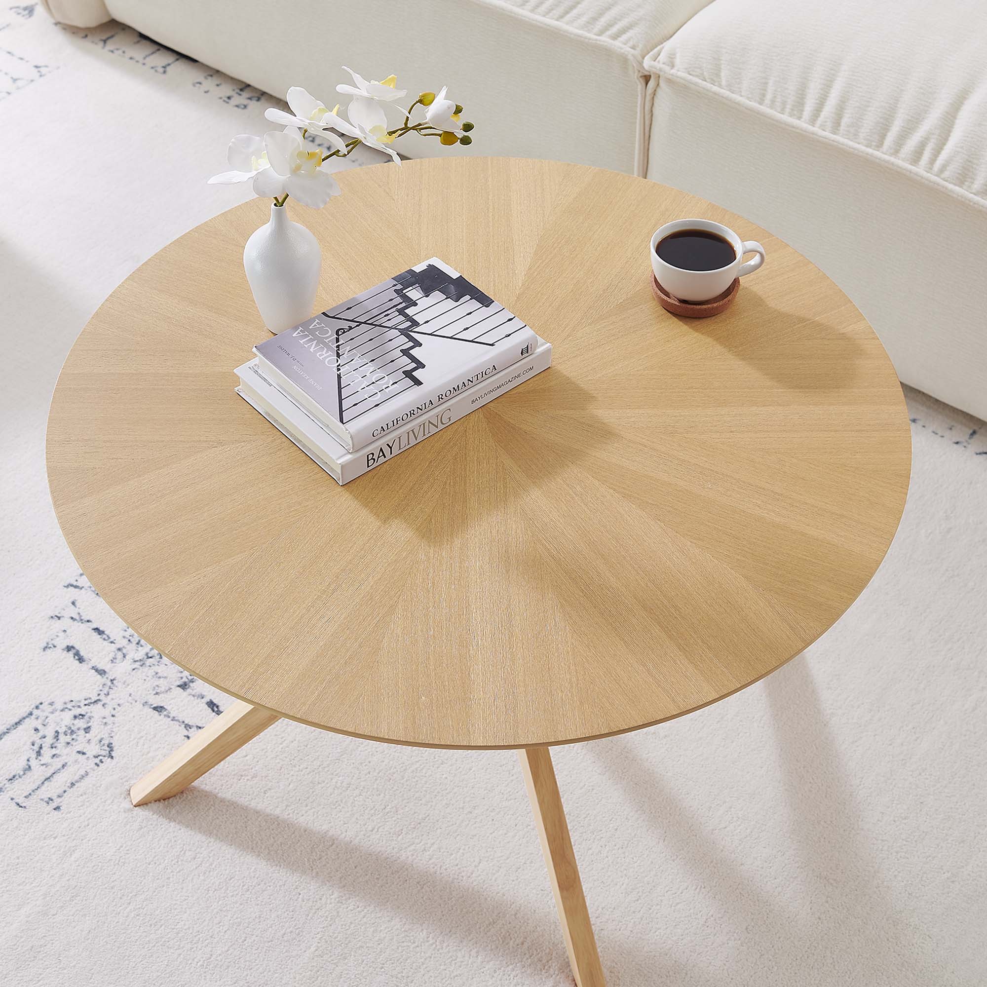 Crossroads Round Wood Coffee Table, Oak
