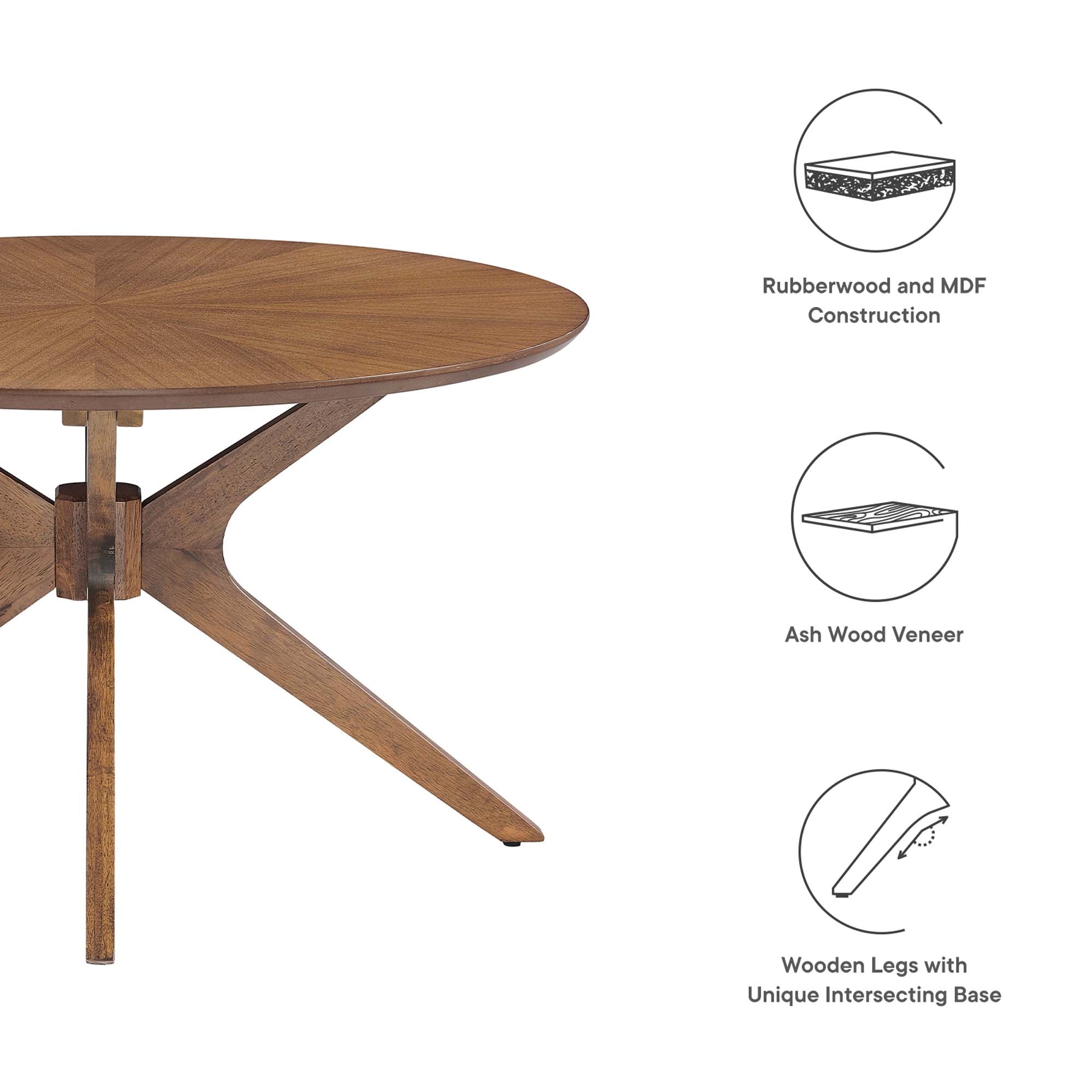 Crossroads Round Wood Coffee Table, Walnut