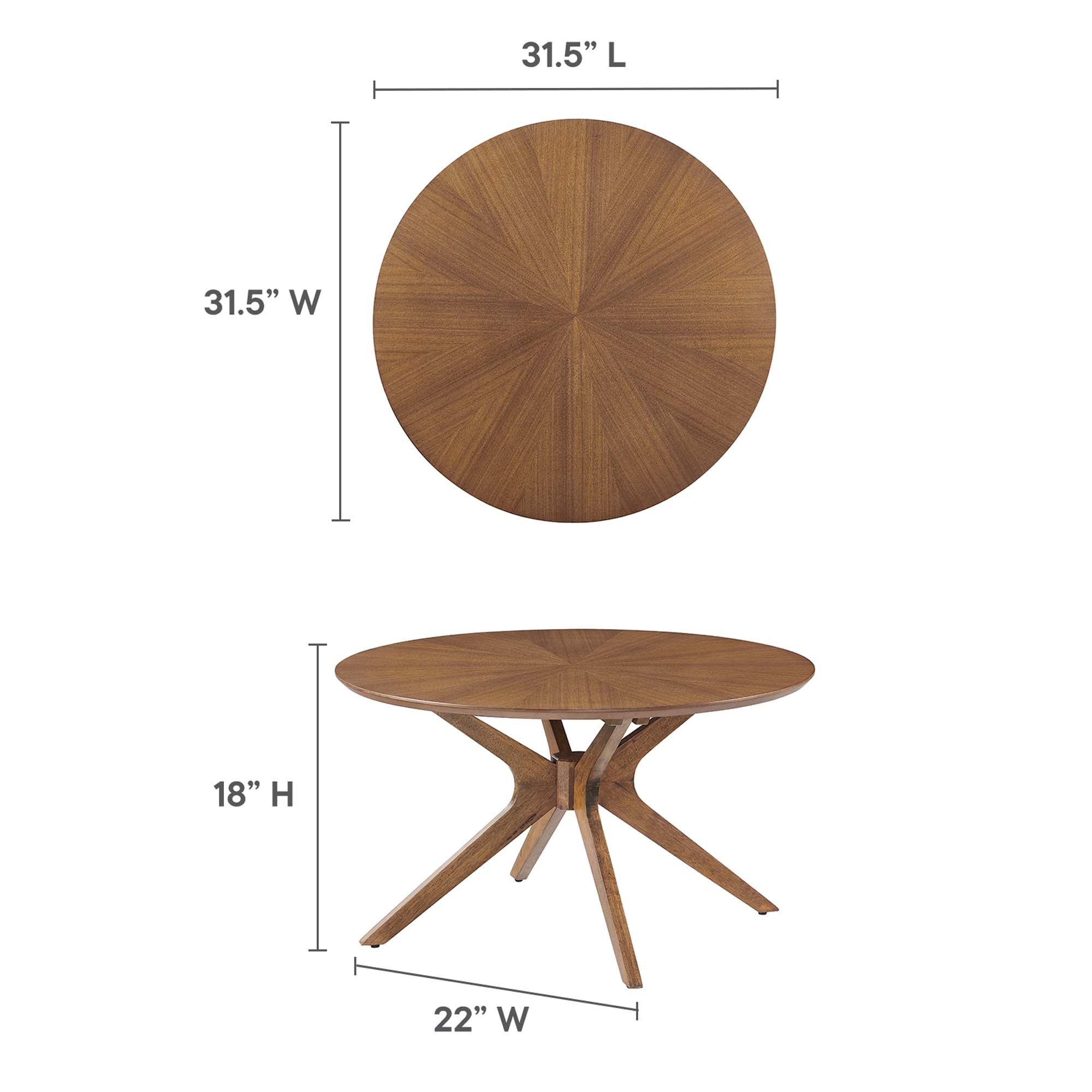 Crossroads Round Wood Coffee Table, Walnut