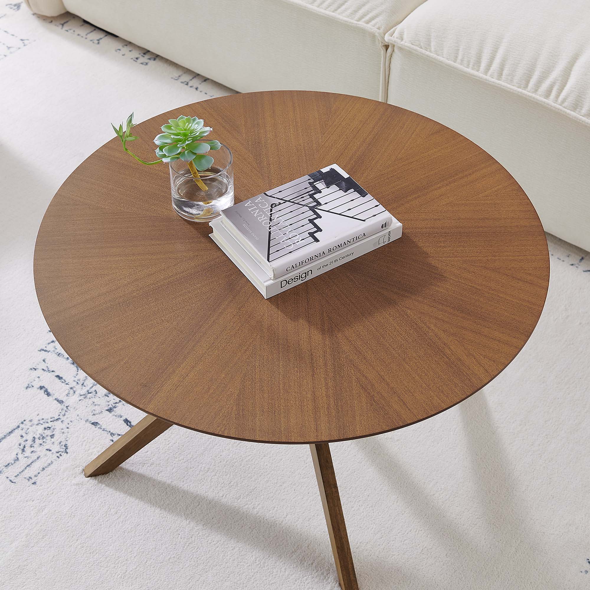 Crossroads Round Wood Coffee Table, Walnut
