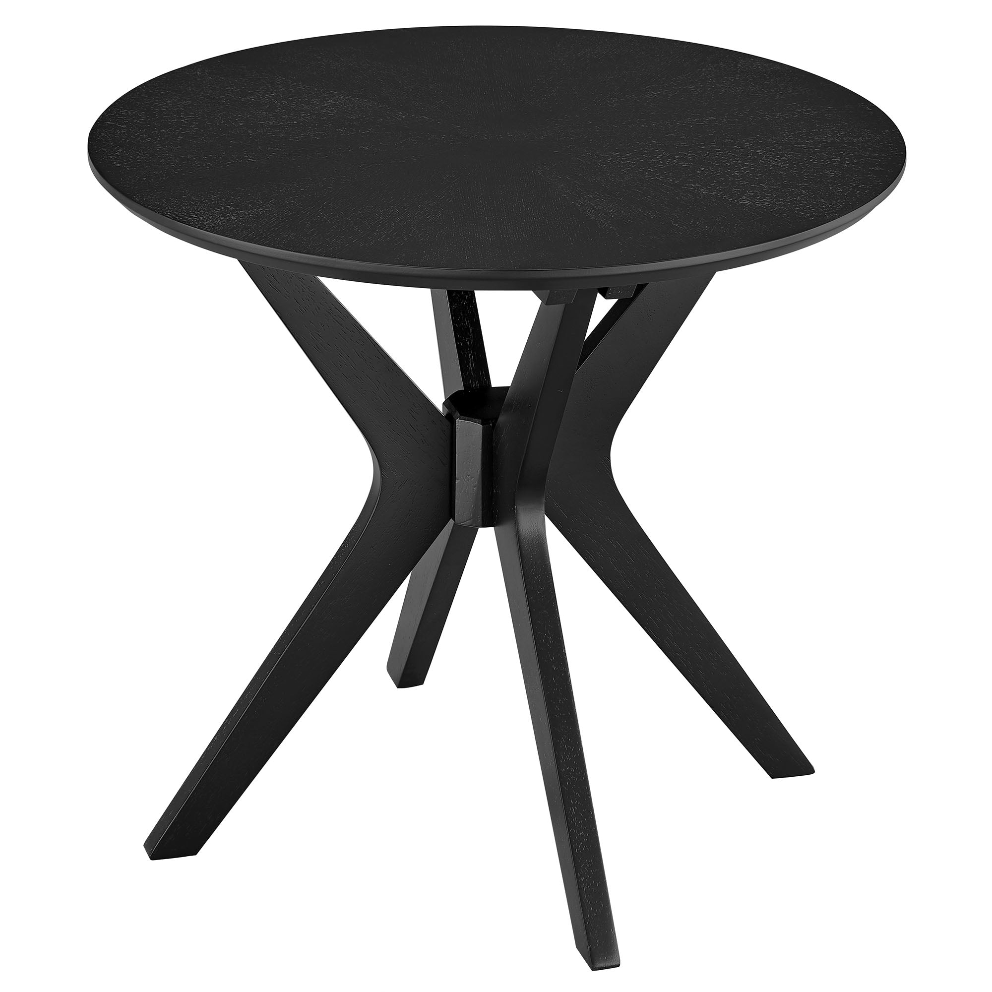 Crossroads 24" Round Wood Side Table, Black