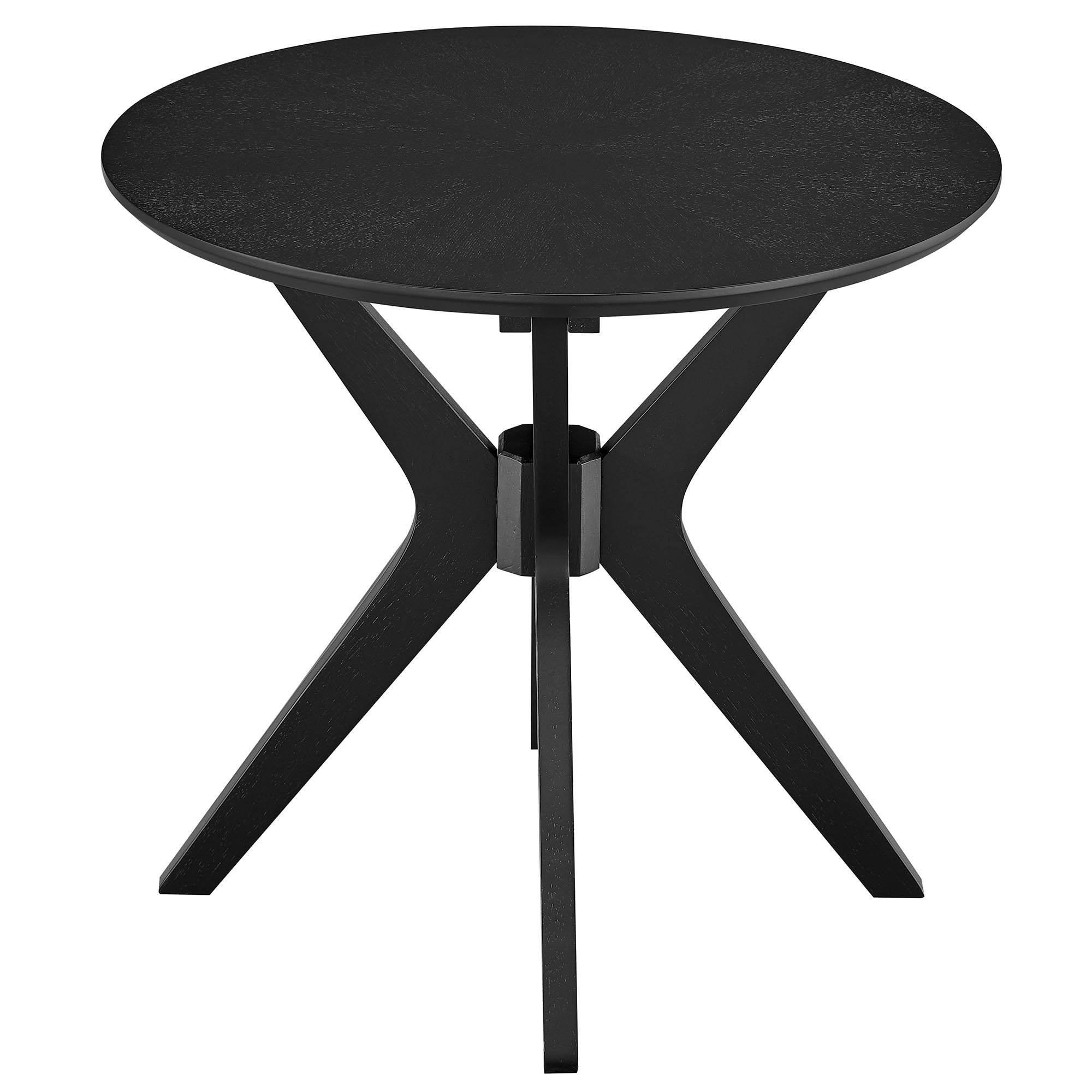 Crossroads 24" Round Wood Side Table, Black