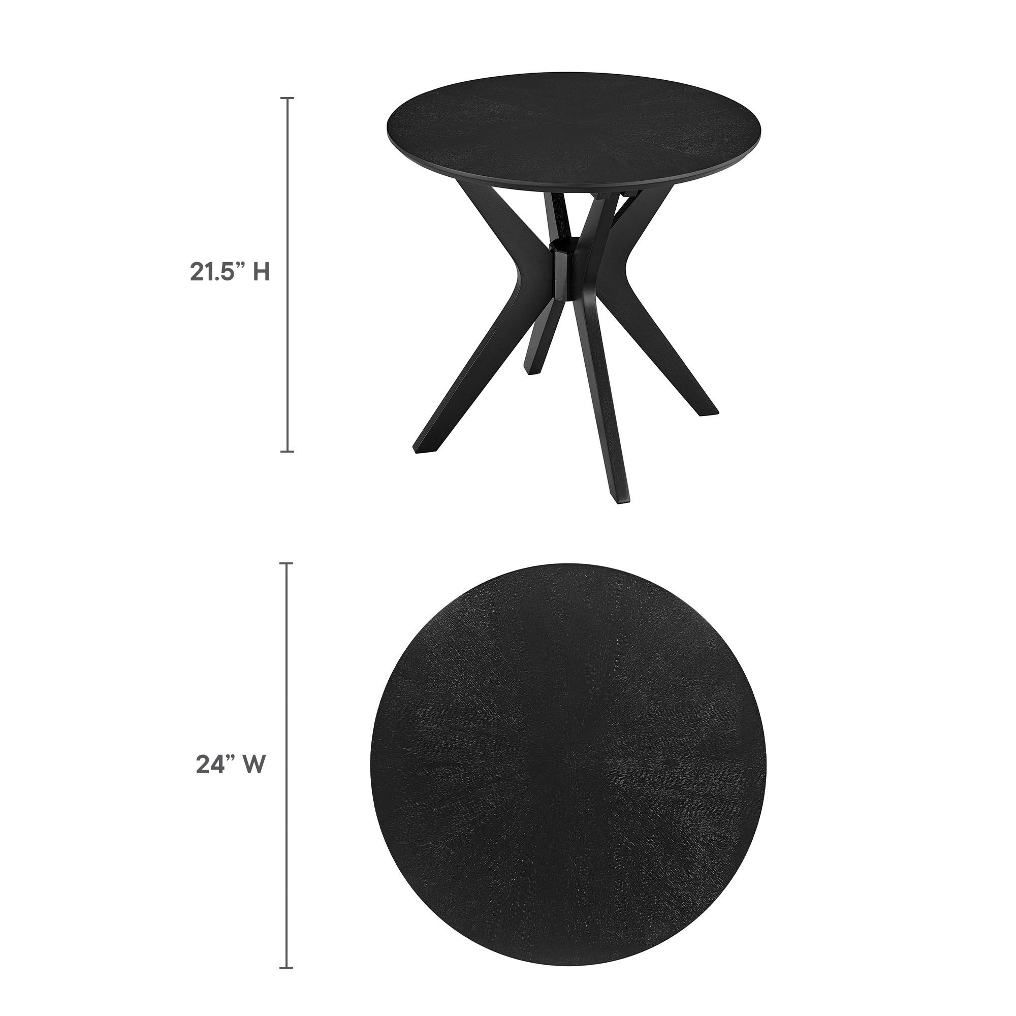 Crossroads 24" Round Wood Side Table, Black