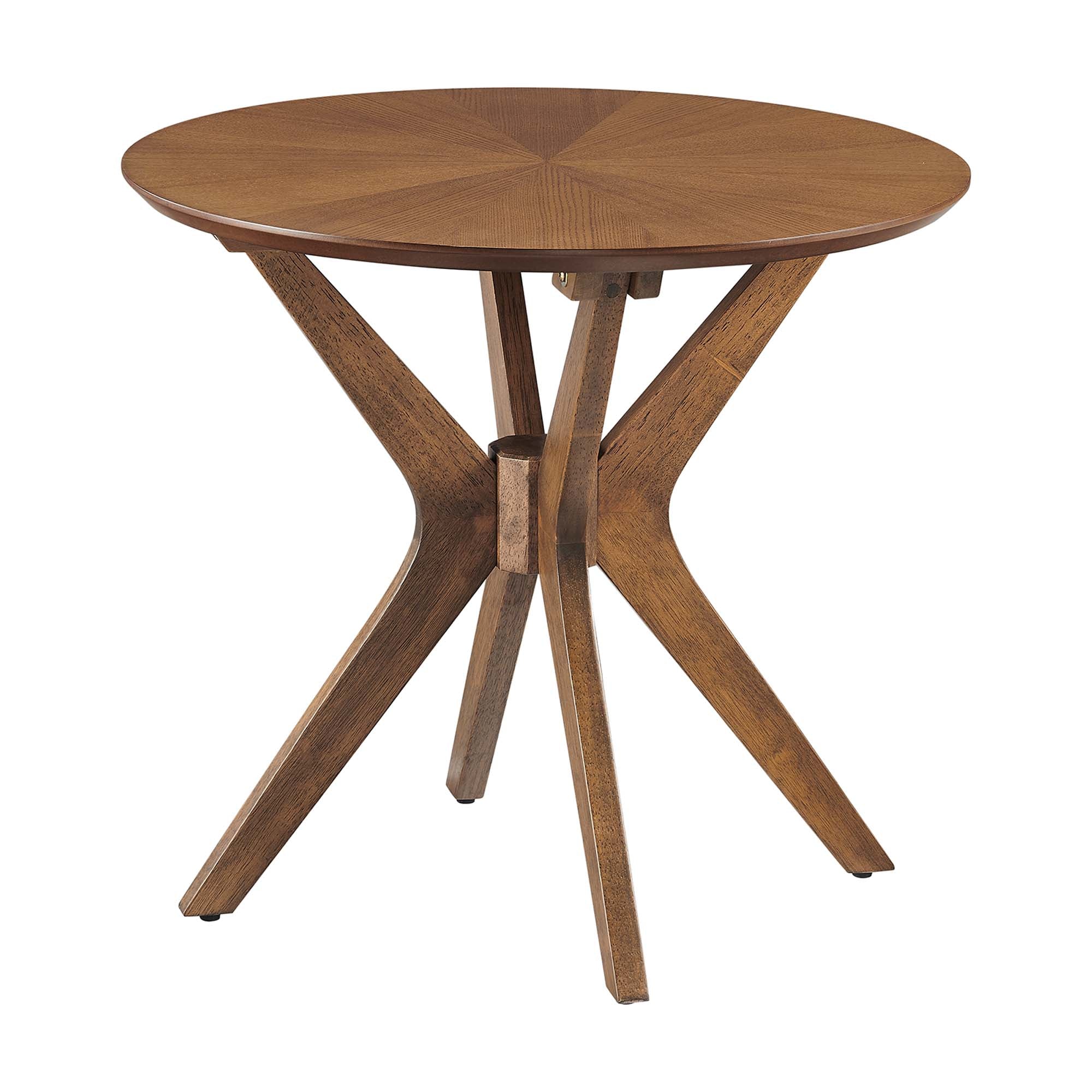 Crossroads 24" Round Wood Side Table, Walnut
