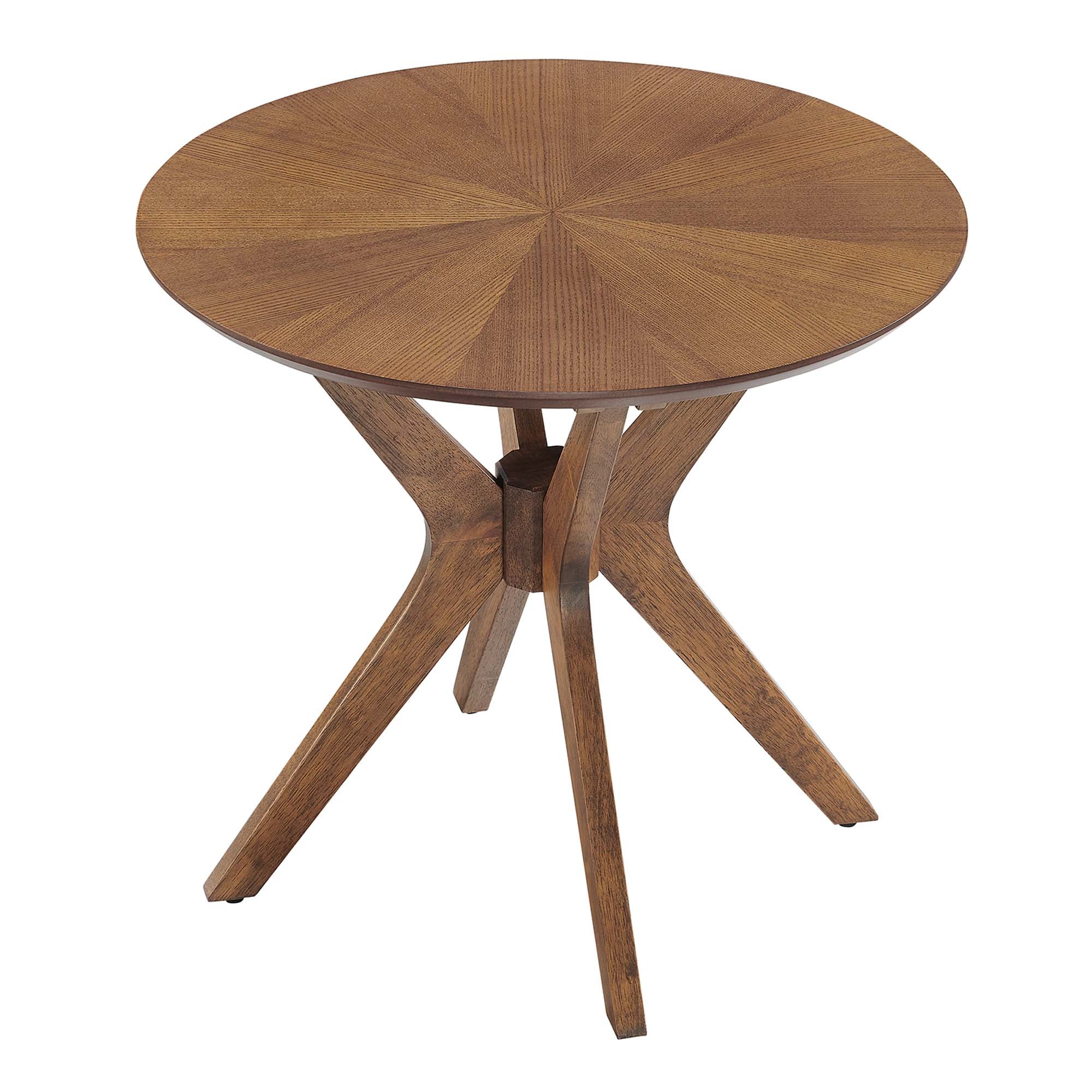 Crossroads 24" Round Wood Side Table, Walnut