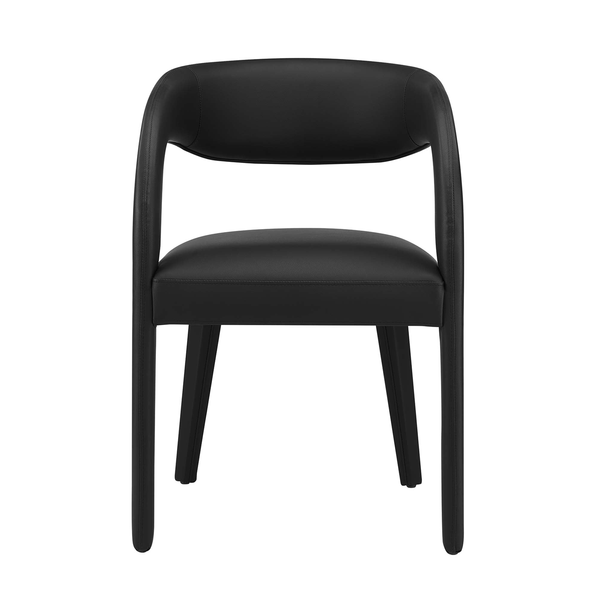Pinnacle Vegan Leather Dining Chair Set of 2, Black Vinyl