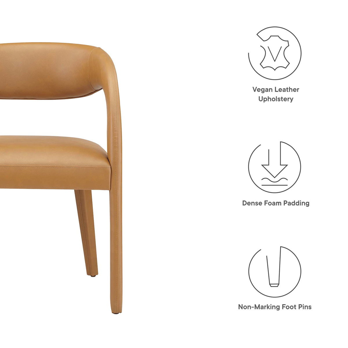 Pinnacle Vegan Leather Dining Chair Set of 2, Tan