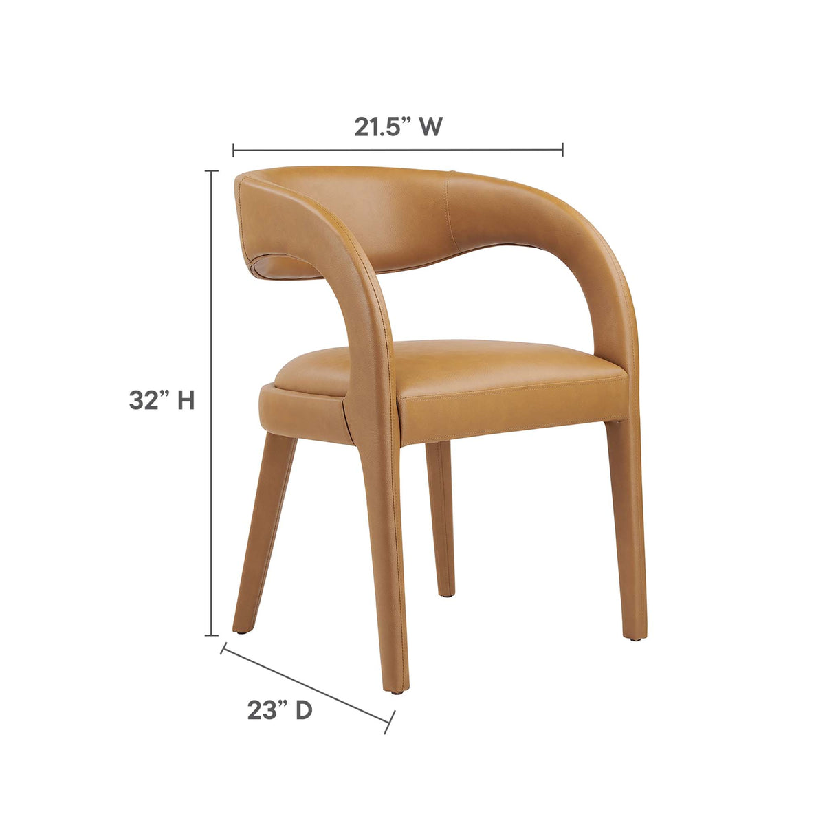 Pinnacle Vegan Leather Dining Chair Set of 2, Tan