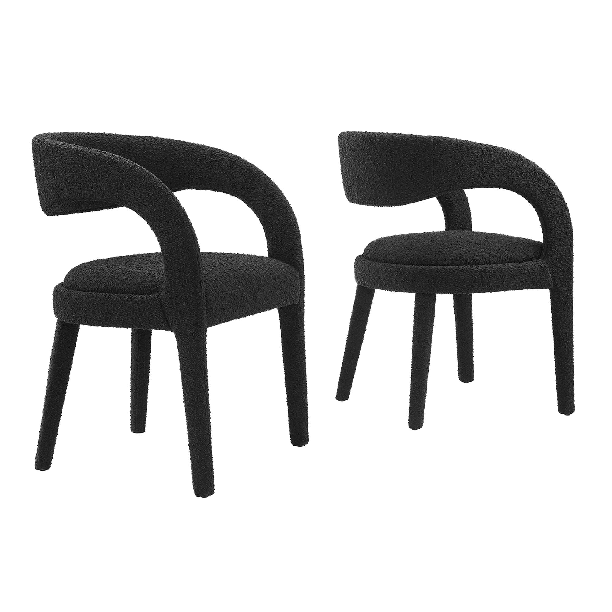 Pinnacle Boucle Upholstered Dining Chair Set of 2, Black