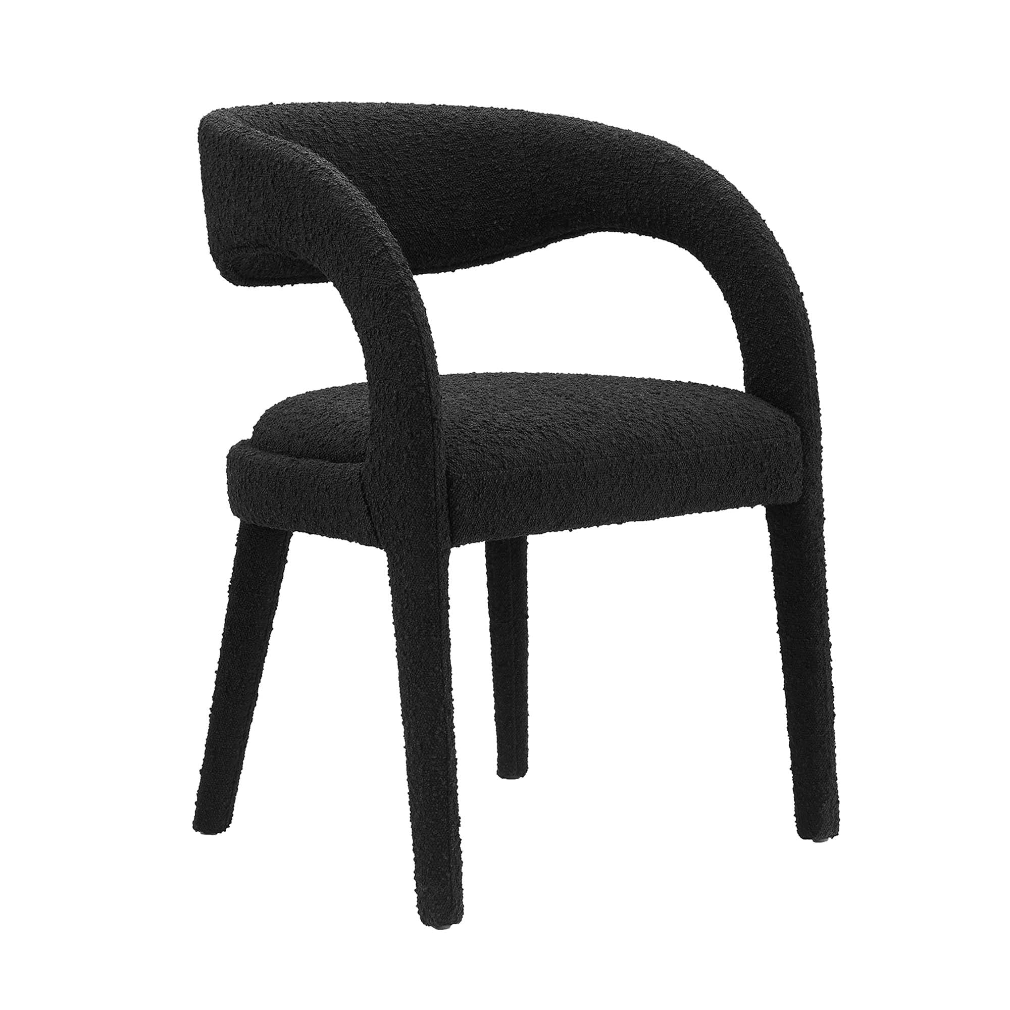 Pinnacle Boucle Upholstered Dining Chair Set of 2, Black