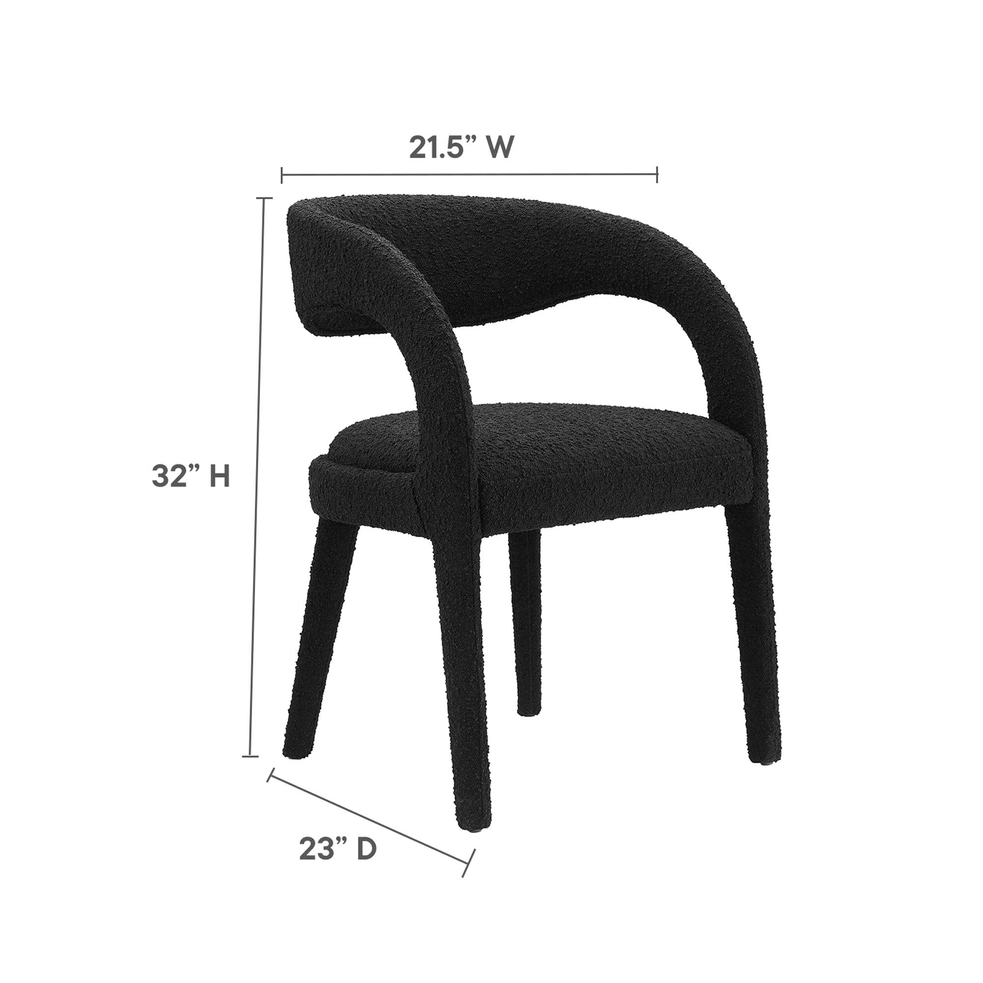 Pinnacle Boucle Upholstered Dining Chair Set of 2, Black