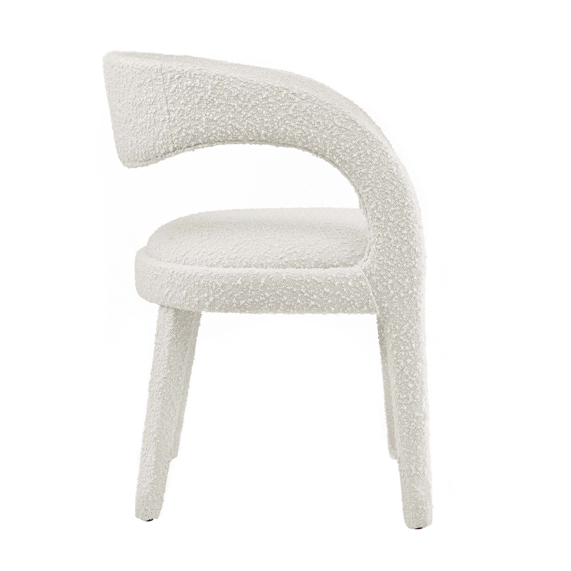 Pinnacle Boucle Upholstered Dining Chair Set of 2, Ivory