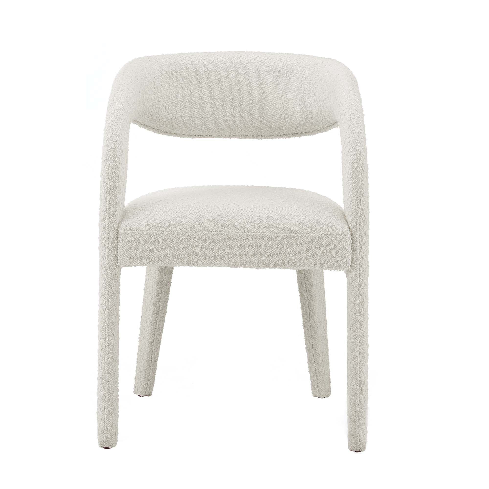 Pinnacle Boucle Upholstered Dining Chair Set of 2, Ivory