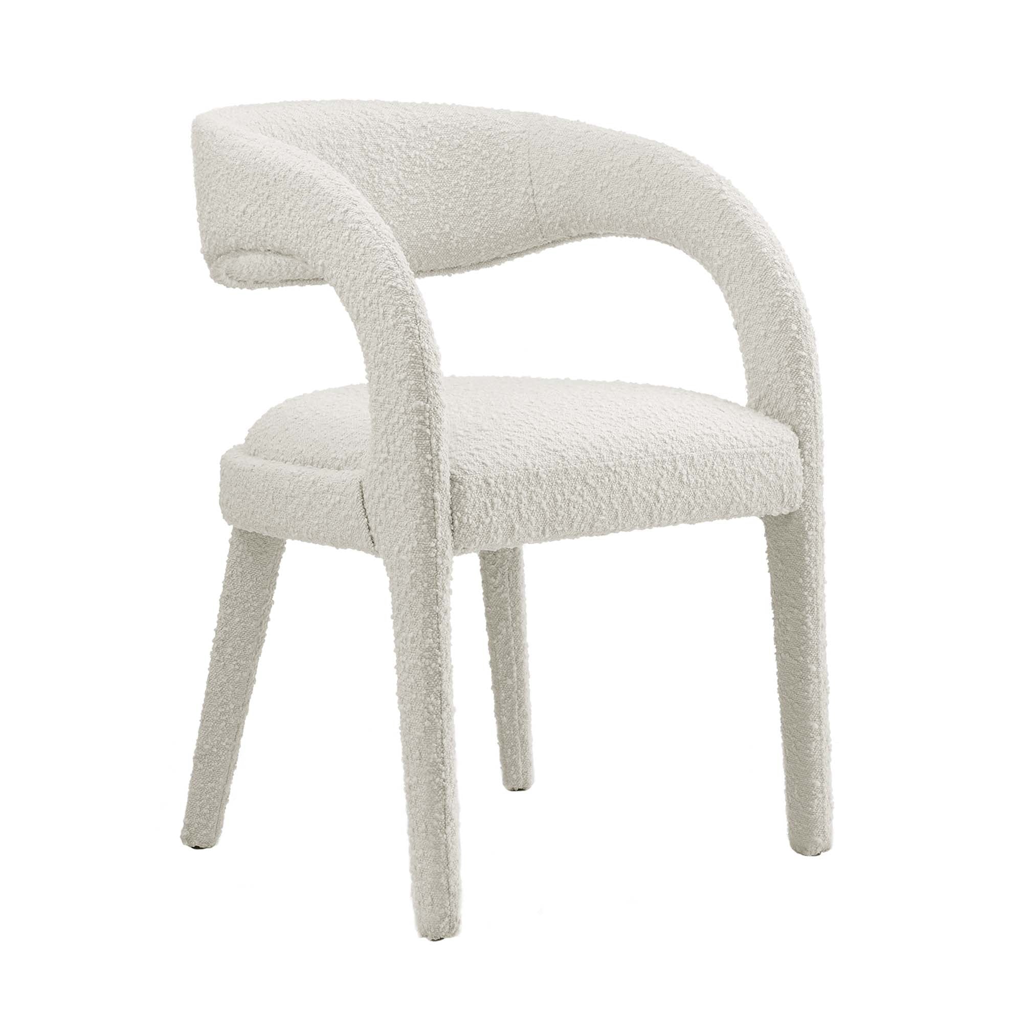 Pinnacle Boucle Upholstered Dining Chair Set of 2, Ivory