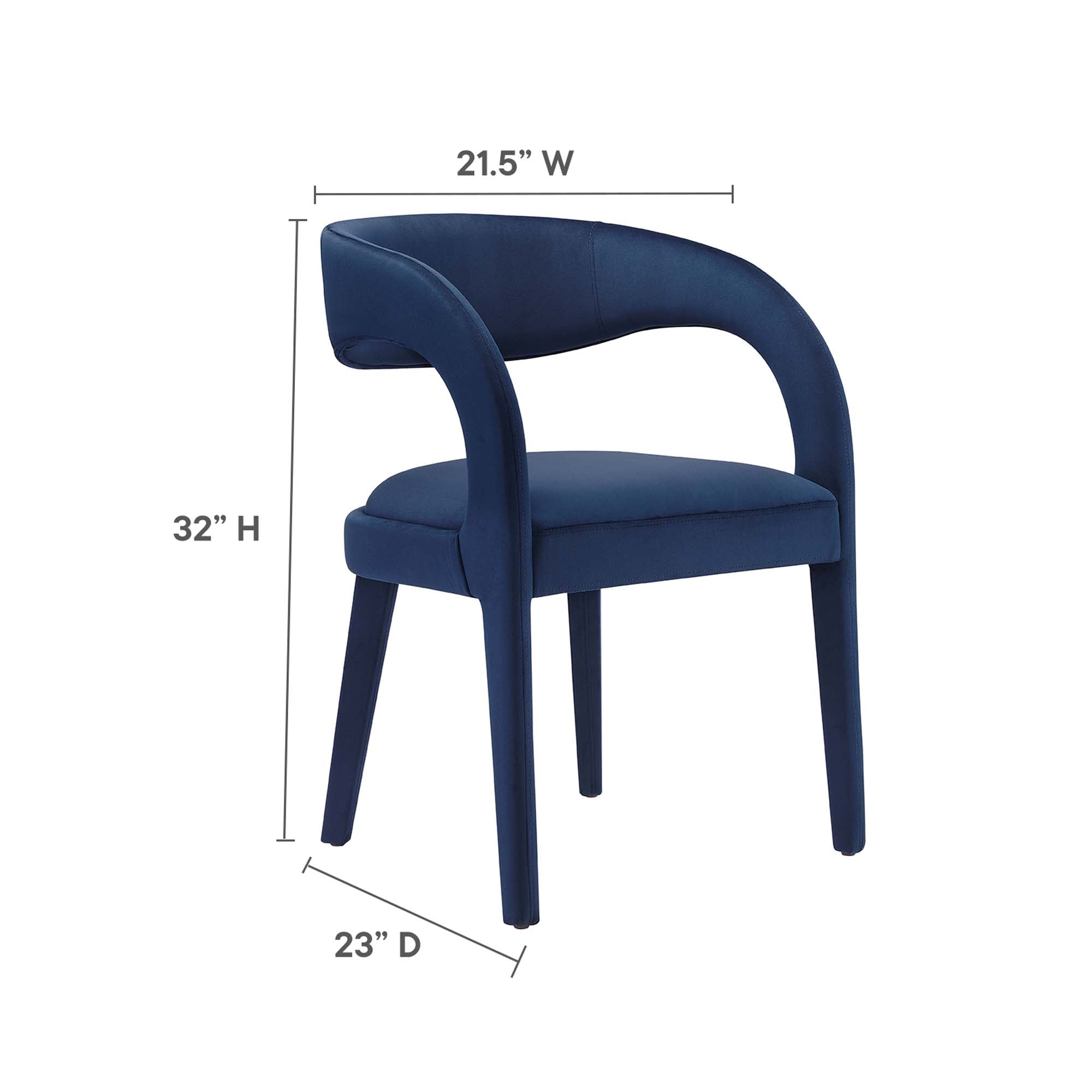 Pinnacle Performance Velvet Dining Chair Set of 2, Midnight Blue