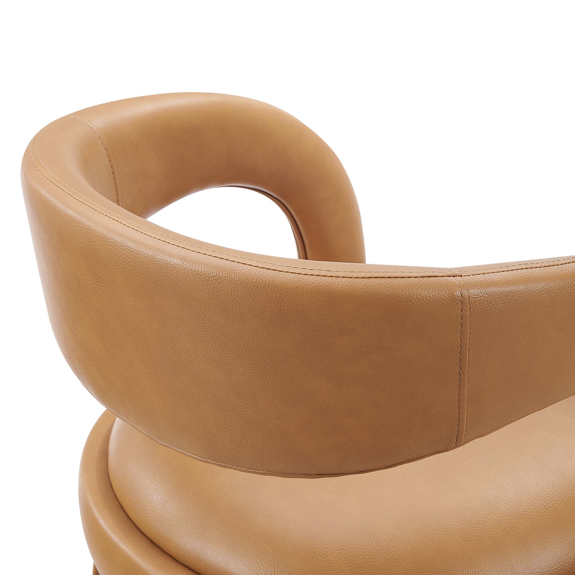 Pinnacle Vegan Leather Counter Stool Set of 2, Tan Silver