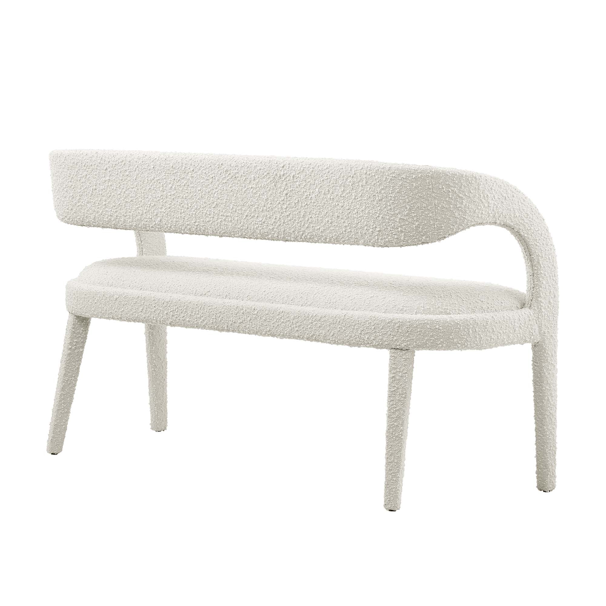 Pinnacle Boucle Fabric Accent Bench, Ivory