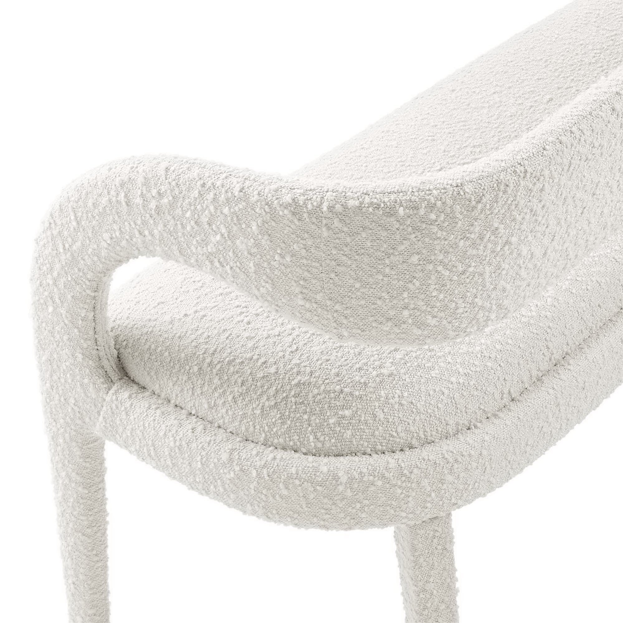 Pinnacle Boucle Fabric Accent Bench, Ivory