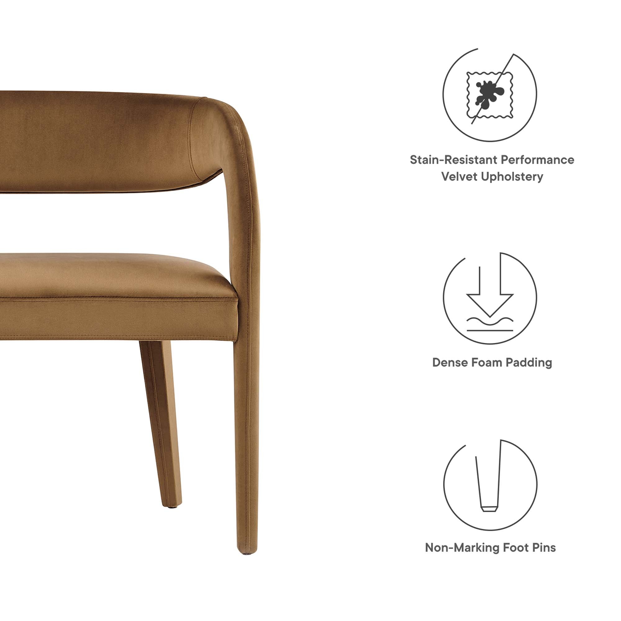 Pinnacle Performance Velvet Accent Bench, Brown