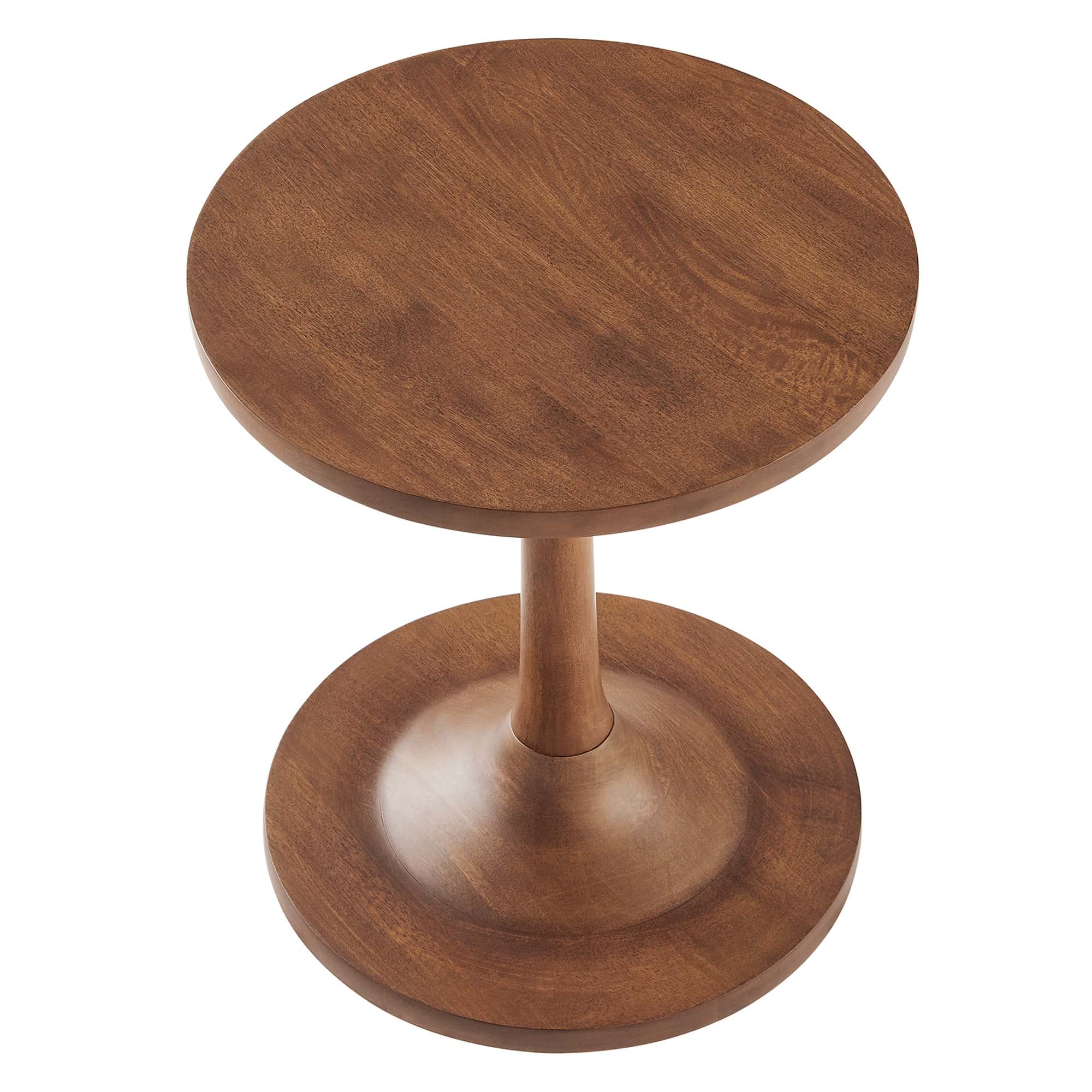 Lina Round Wood Side Table, Walnut