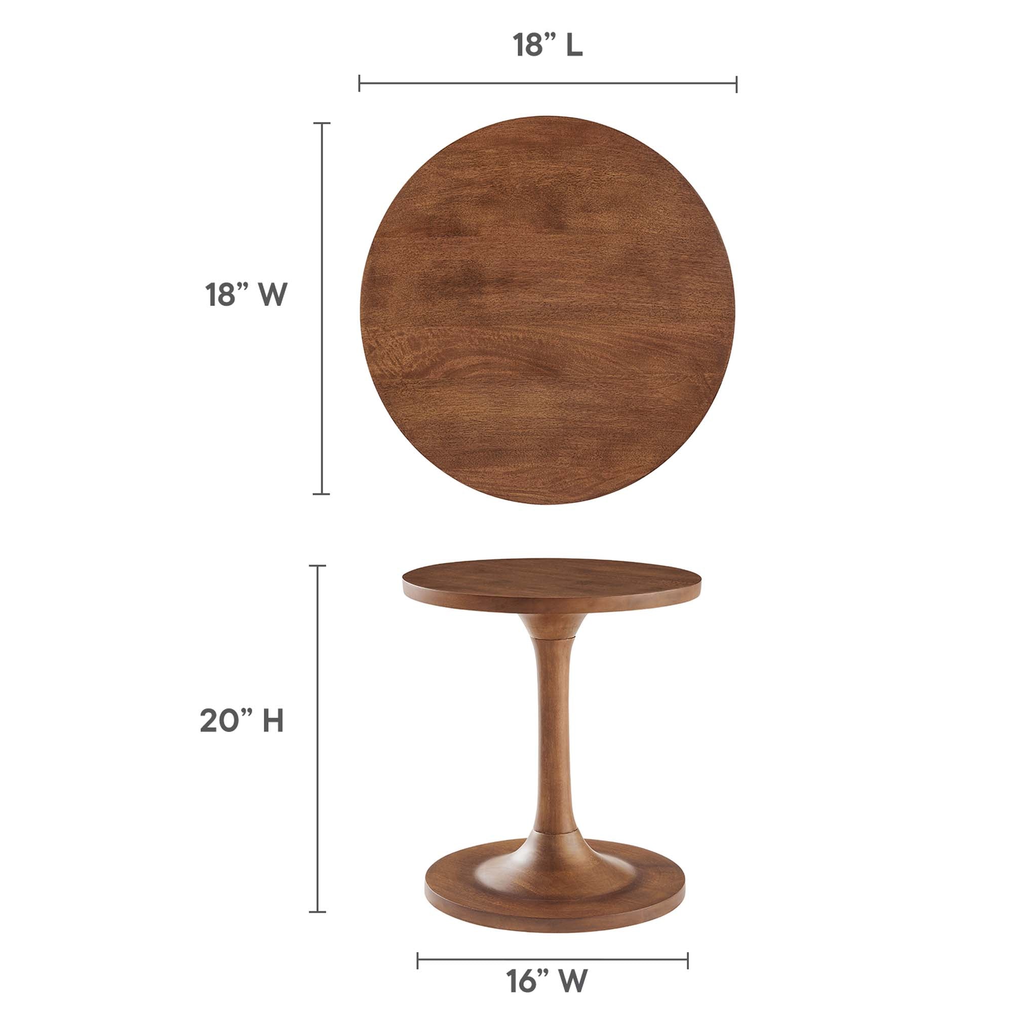 Lina Round Wood Side Table, Walnut